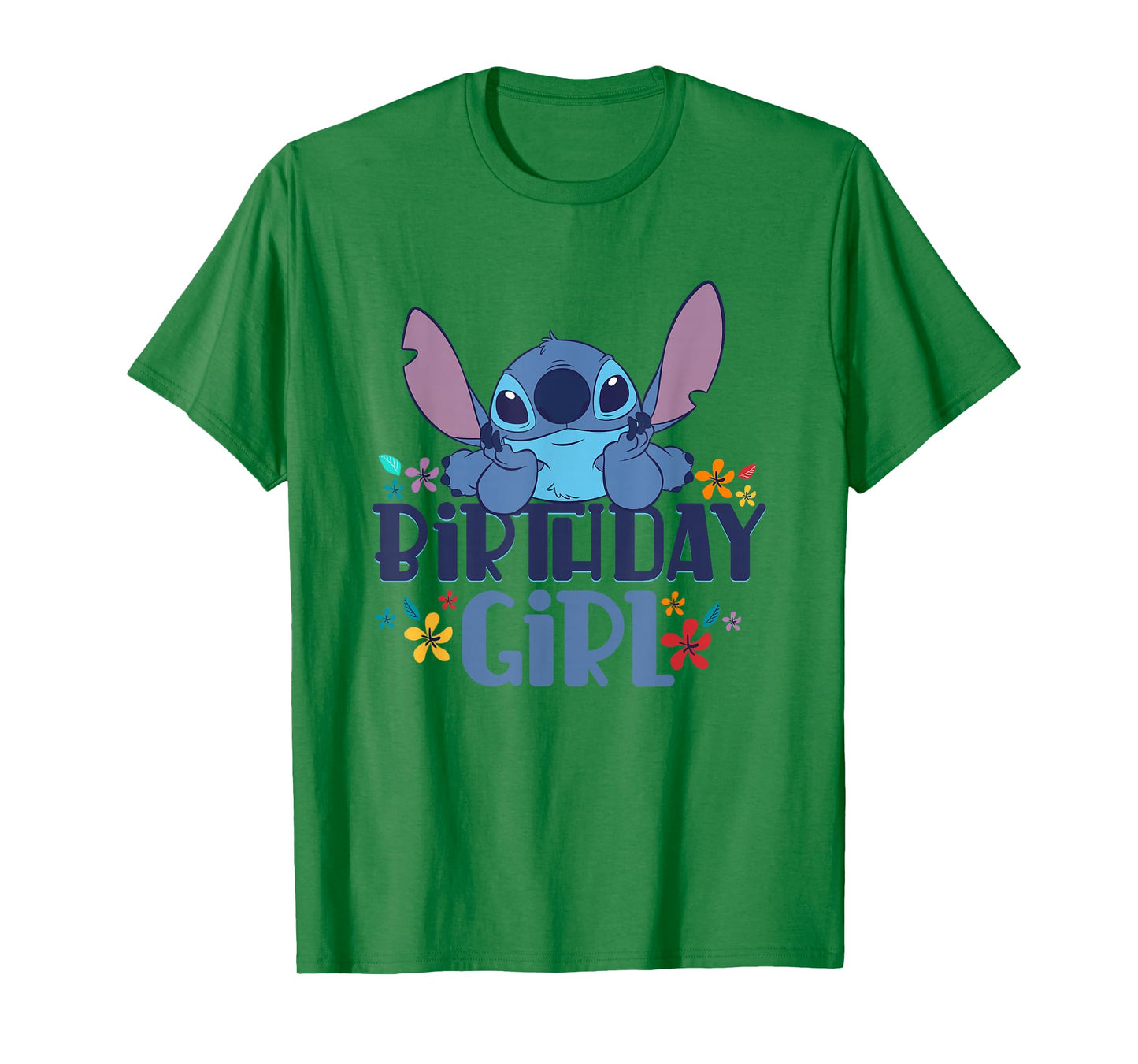 Disney Lilo & Stitch Birthday Girl Happy Stitch Floral Logo T-Shirt