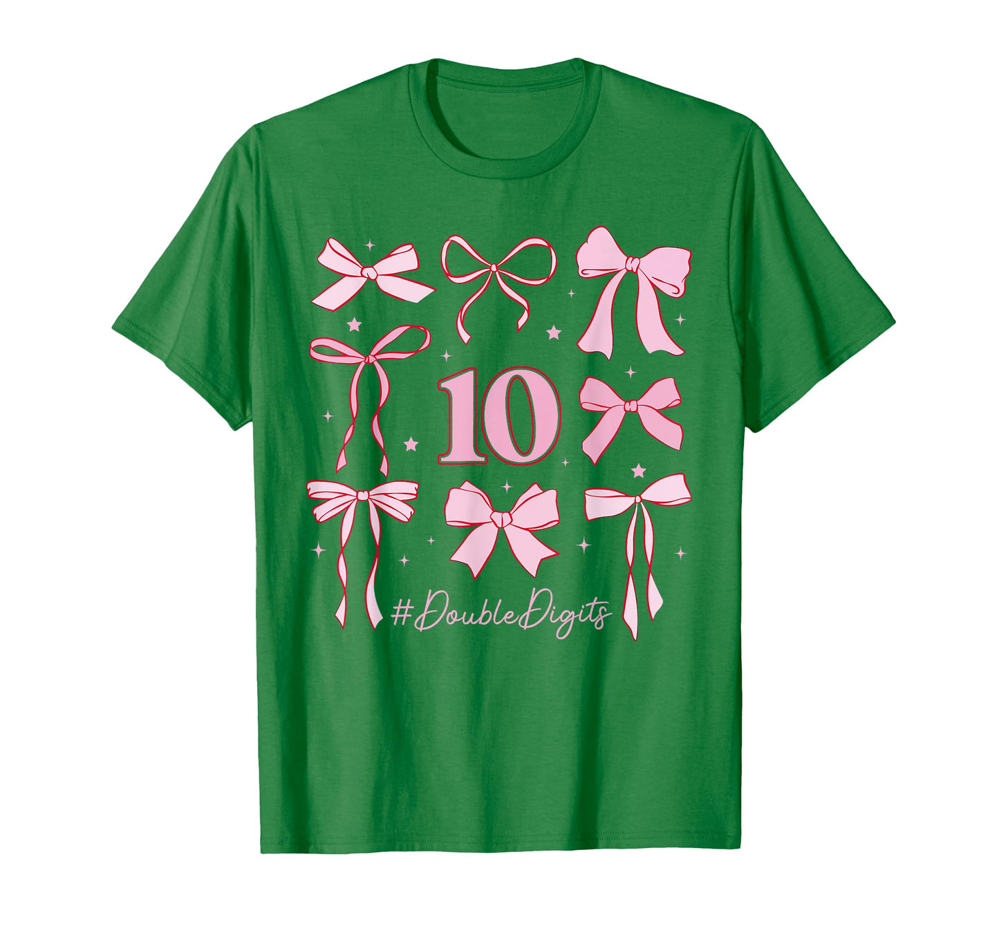 Cute Double Digits Birthday Girl 10th Birthday Coquette Bow T-Shirt