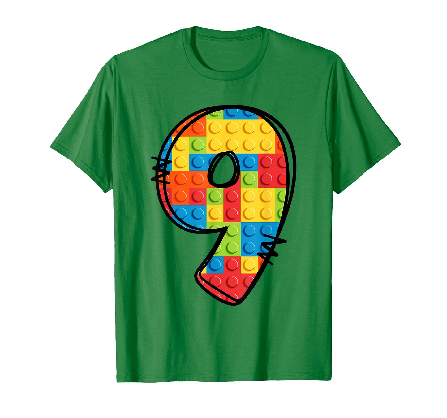 9 Year Old Blocks Building Master Builder 9th Birthday T-Shirt