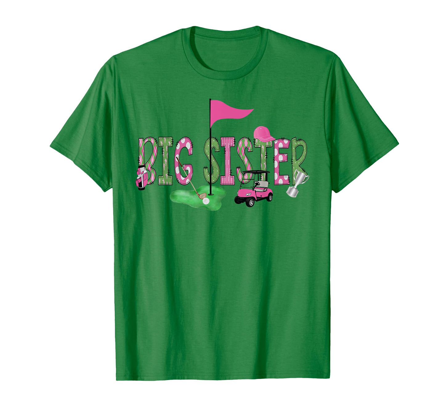 Golf Big Sister Pink Hole in One Golf 1St Birthday Girl T-Shirt