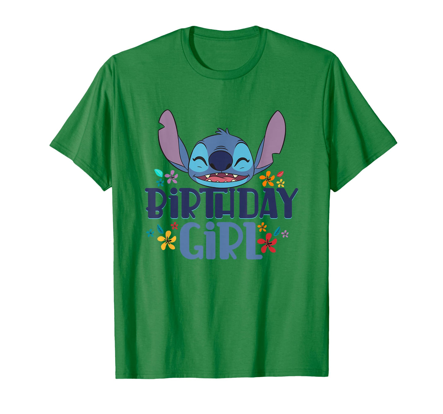 Disney Lilo & Stitch Birthday Girl Smile Stitch Floral Logo T-Shirt