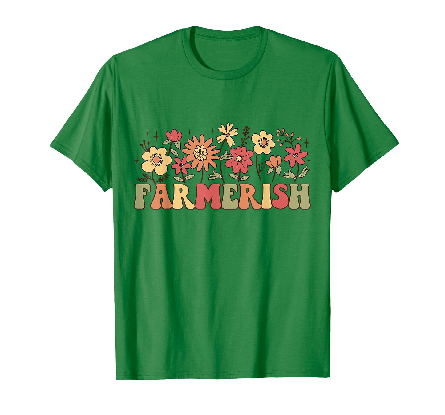 Farmerish Groovy Retro Floral Farmer Wife Daughter T-Shirt