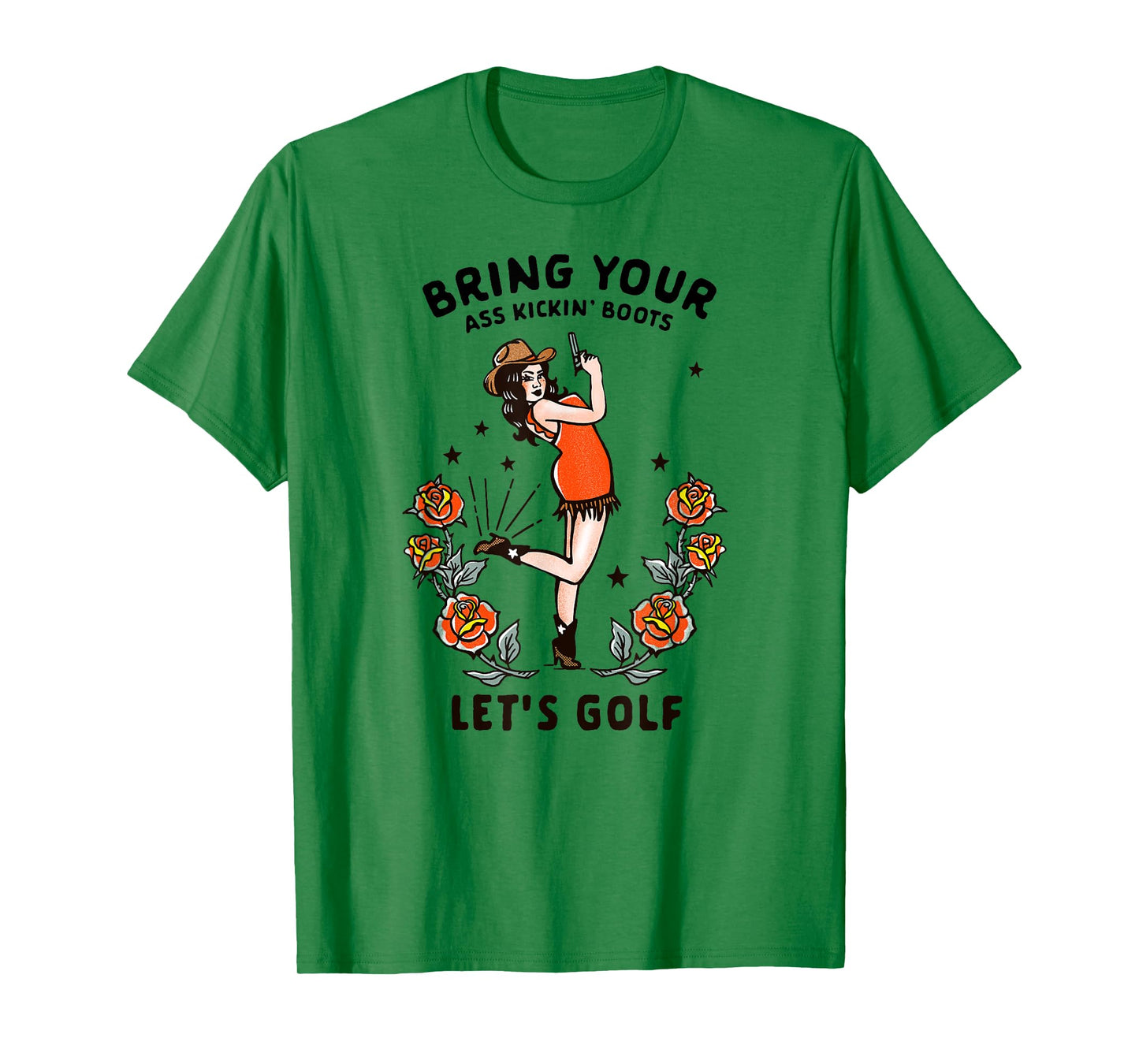 Women's Golf Graphic Tee Retro Cowgirl Pinup Golfing Gifts T-Shirt