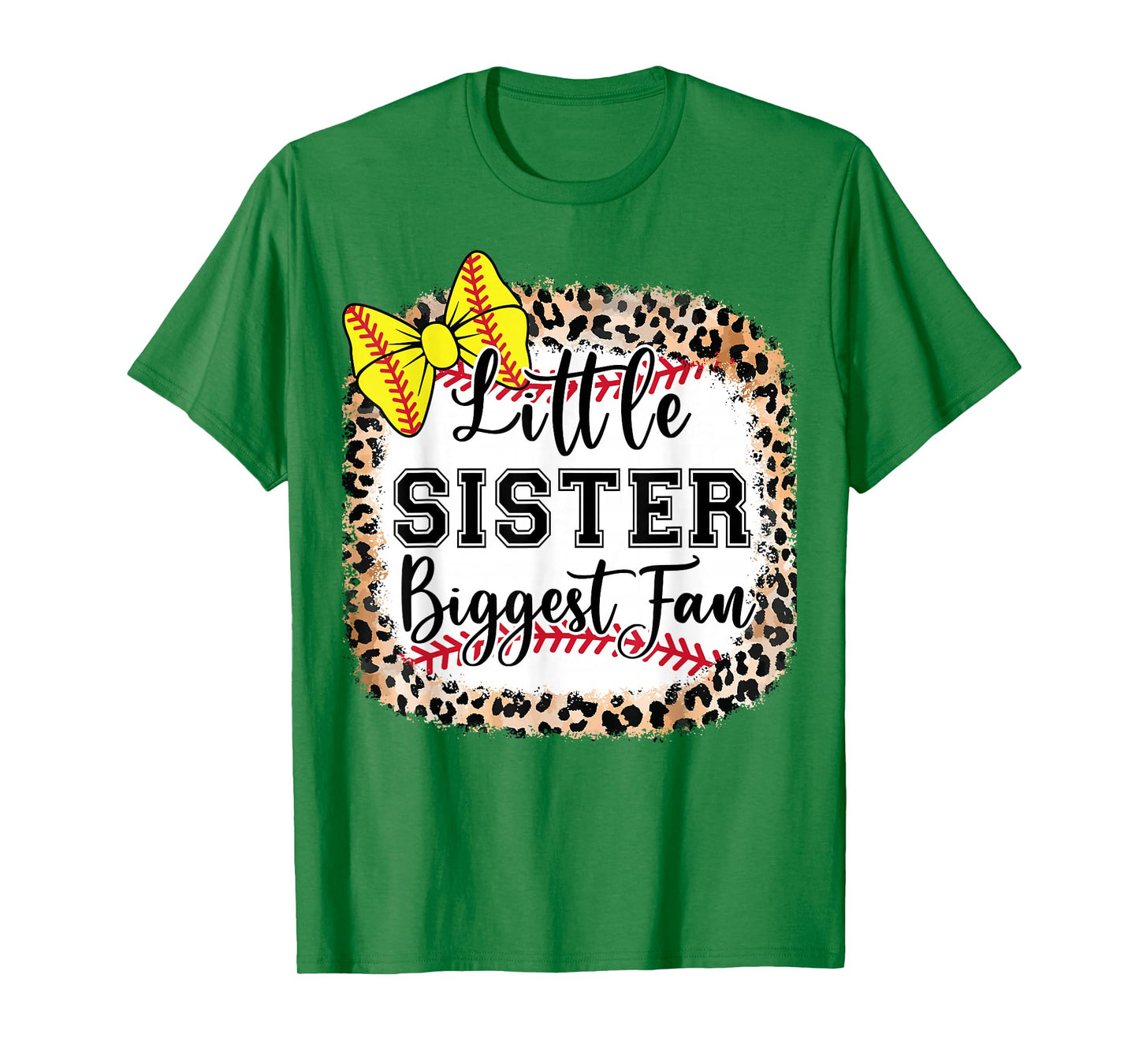 Little Sister Biggest Fan Softball Bow Catcher Teen Girl Mom T-Shirt