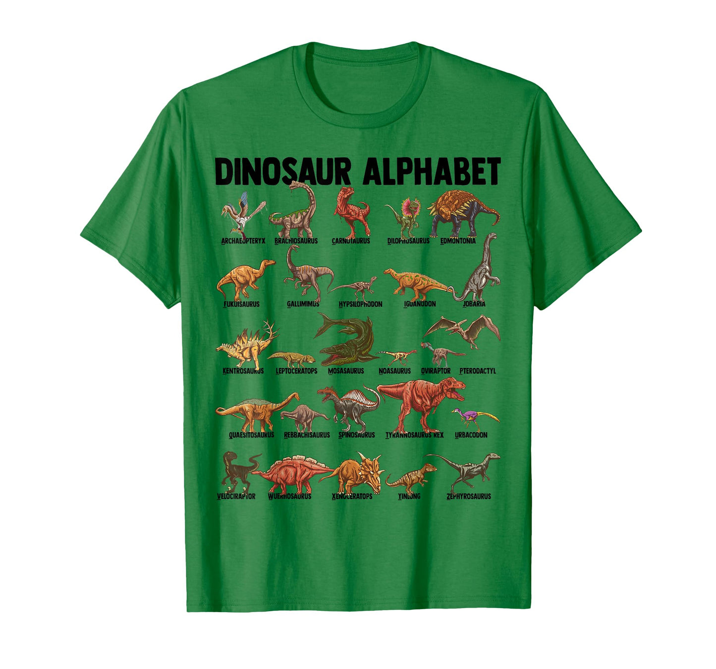 Dinosaur Alphabet - Dino Types Identification - A-Z ABC T-Shirt