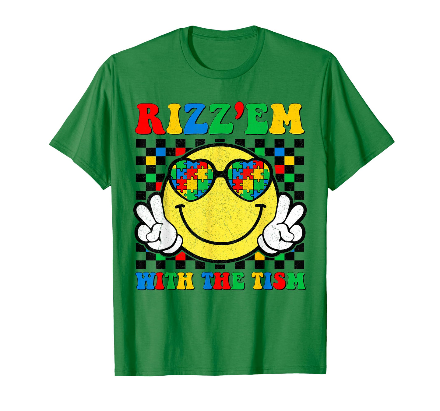 Rizz Em With The Tism Funny Autism Awareness Boys Girls Kids T-Shirt