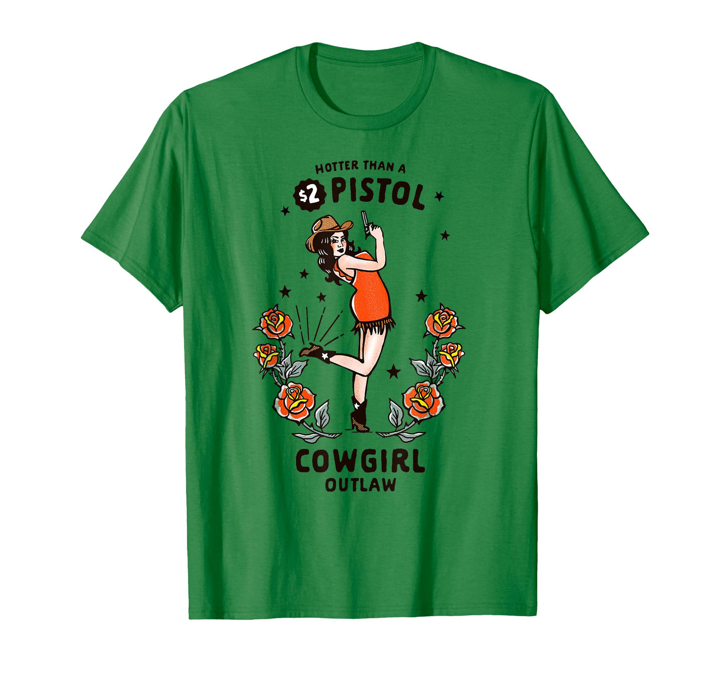 Women's Western Boho Graphic Tee Retro Outlaw Cowgirl Pinup T-Shirt