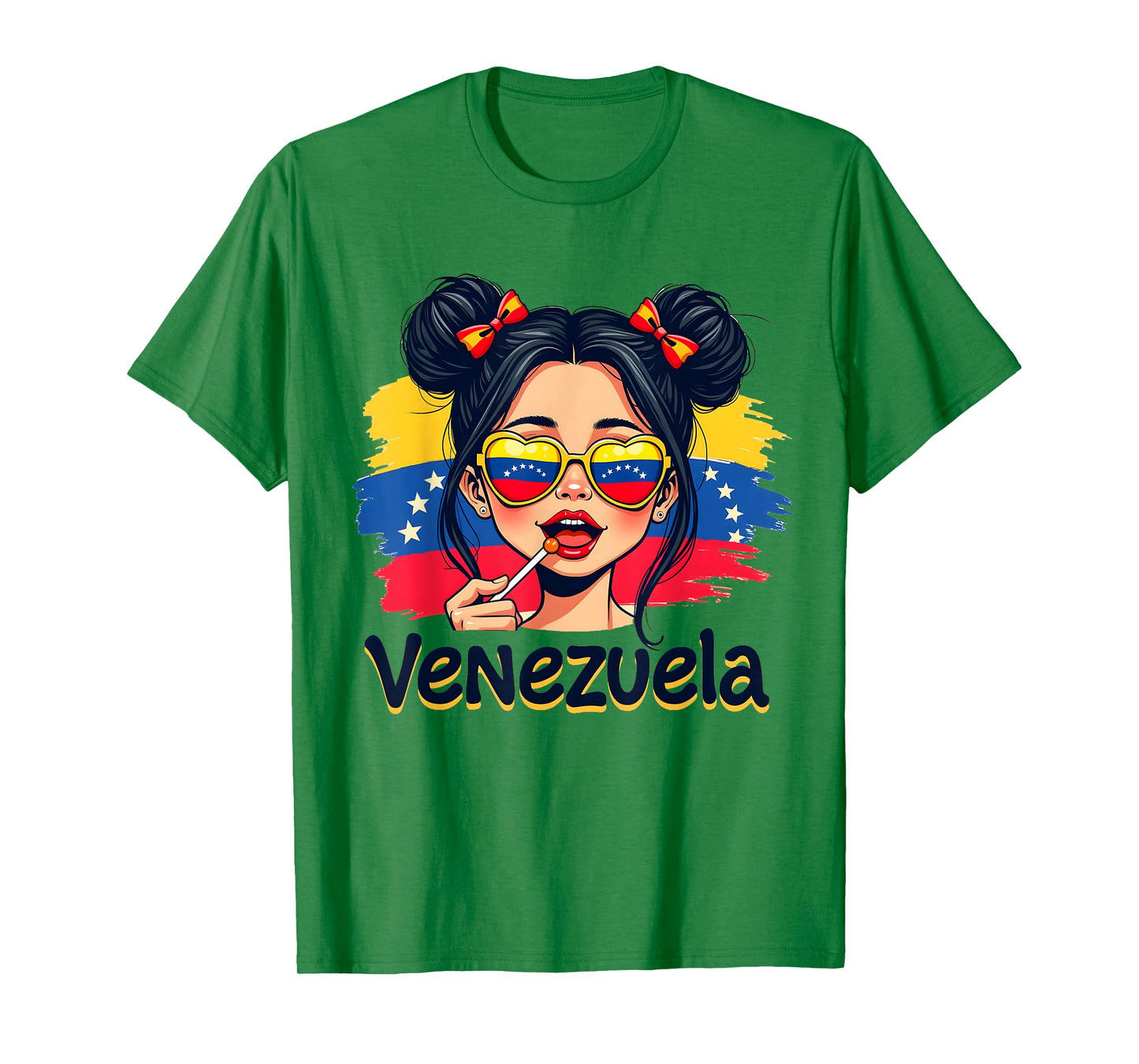 Messy Bun Girl Venezuela Pride Latina Venezuelan Women Girls T-Shirt