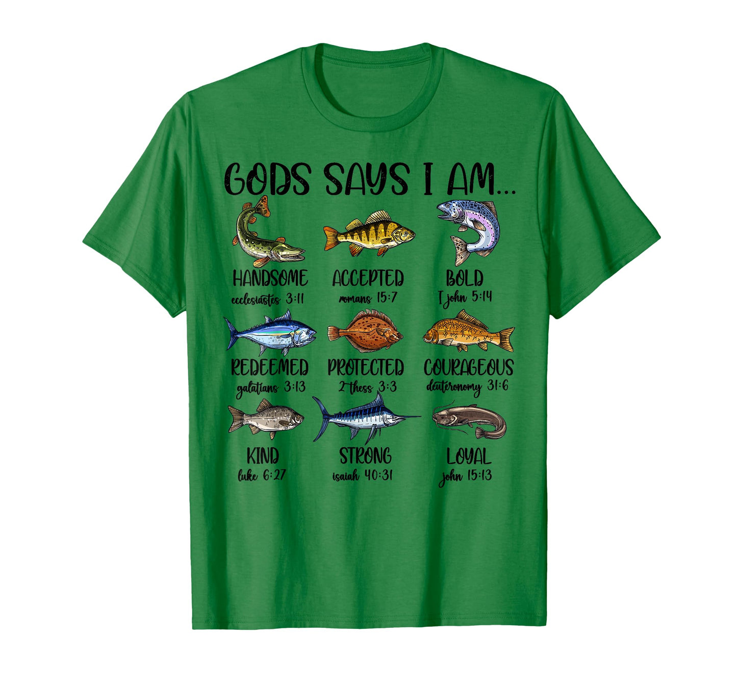 Boys God Says I Am Bass Fishing Christian Boy Fishing Jesus T-Shirt