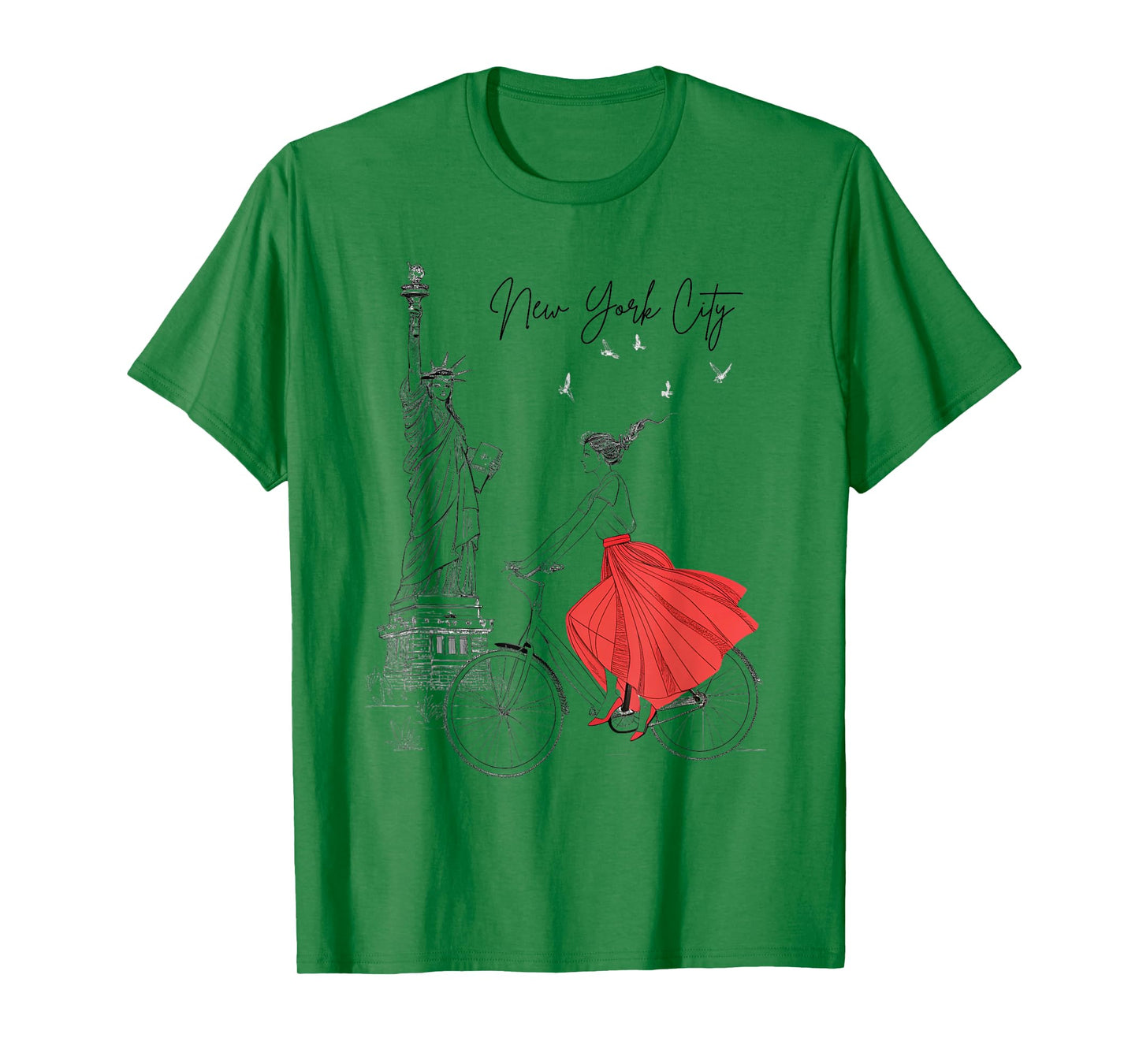 Statue of Liberty Cyclist Art NYC New York City Women's T-Shirt