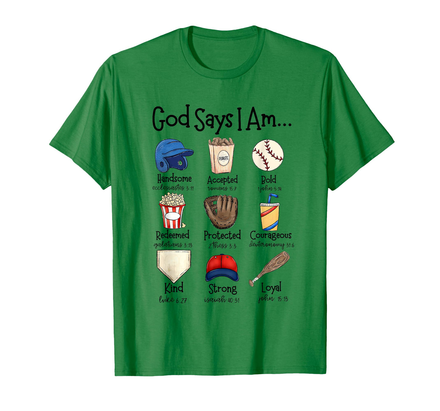 God Says I Am Baseball Christian Jesus Bible Verse Religious T-Shirt