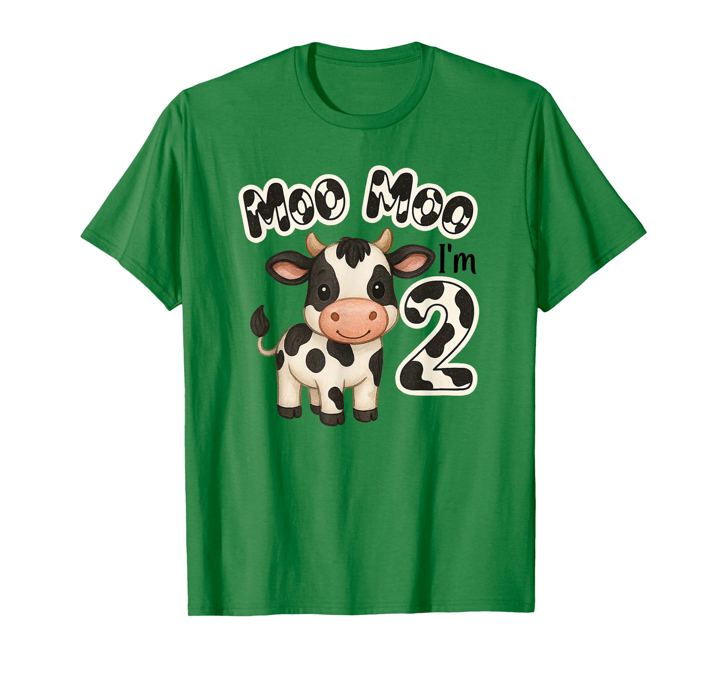 Moo Moo I'm Two 2nd Birthday Funny Cute Cow Sounds Toddler T-Shirt