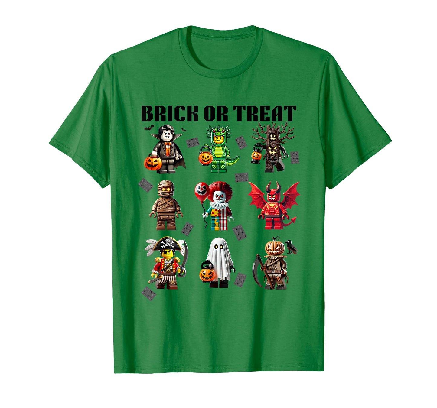 Building Bricks Halloween Brick Or Treat Costume Monsters T-Shirt