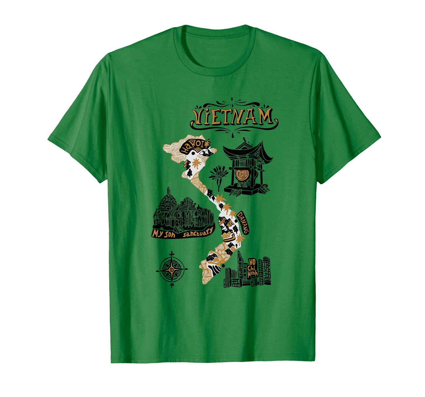 Travel Asia Vietnam Map Hanoi Ho Chi Minh Vacation Souvenir T-Shirt