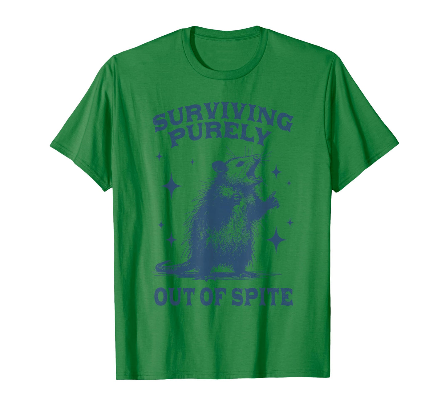 Surviving Purely Out of Spite Womens Retro Opossum Meme T-Shirt