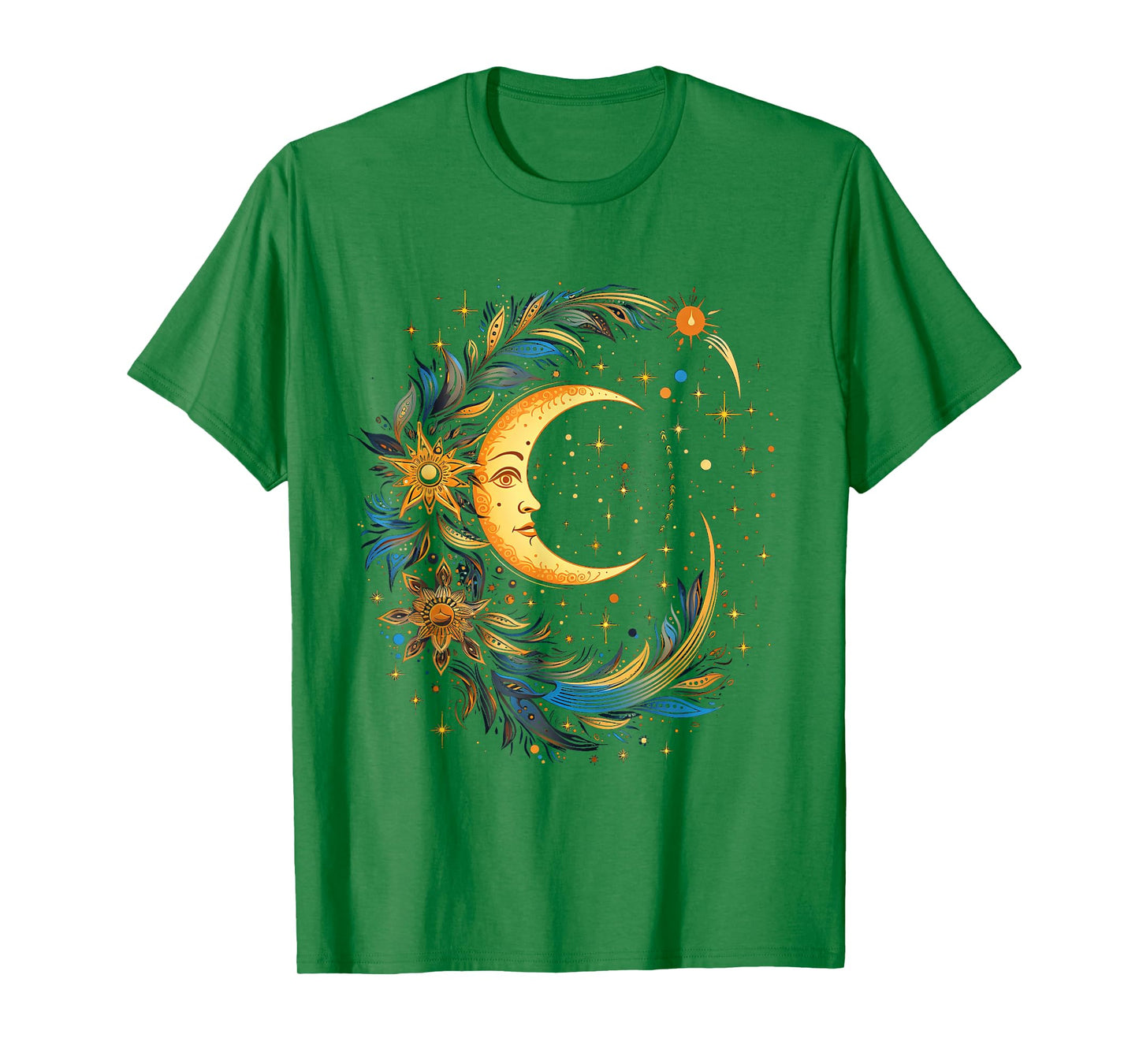 mystic sun and moon woman mystical flowers aesthetic T-Shirt