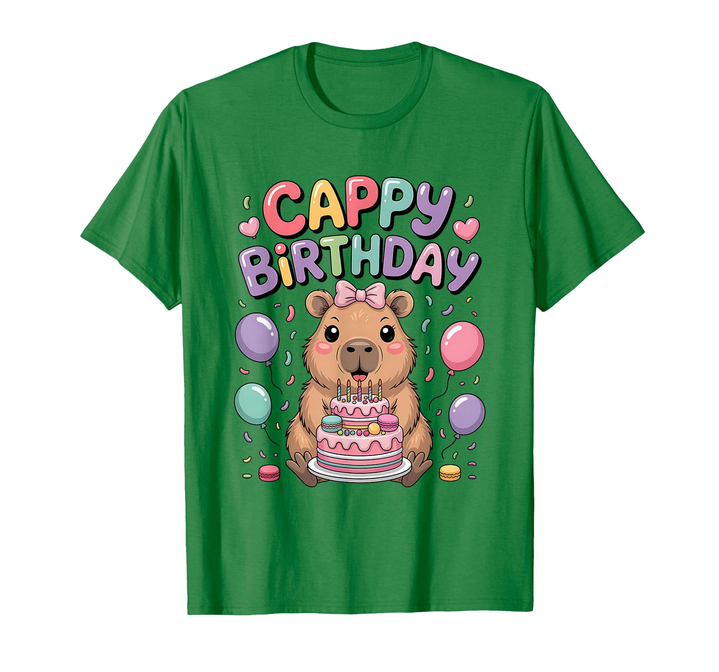 Capybara Birthday Girl Capybara Animal Lovers Bow Party T-Shirt