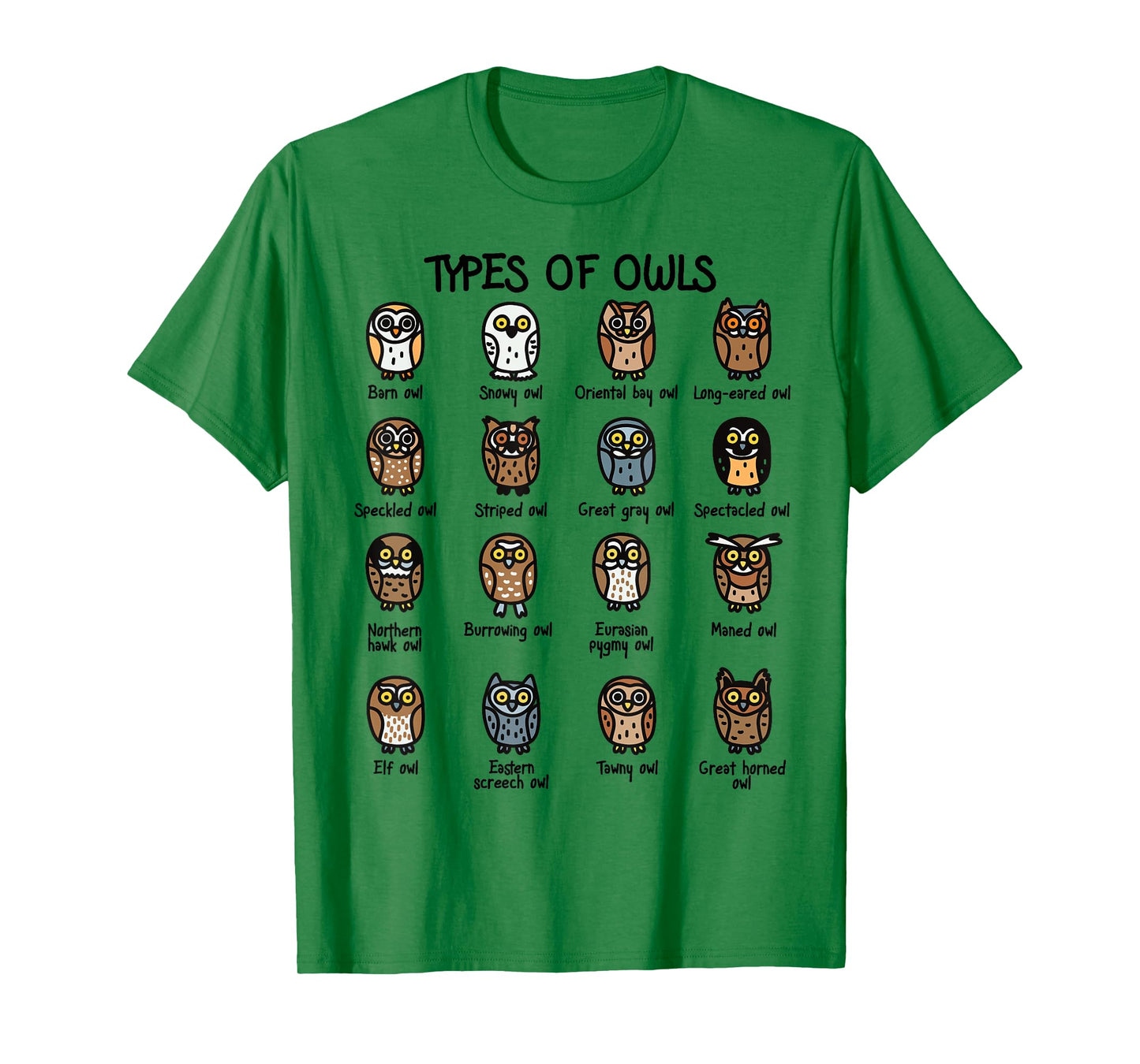Types of Owls Collection For Cute Owl Lover T-Shirt