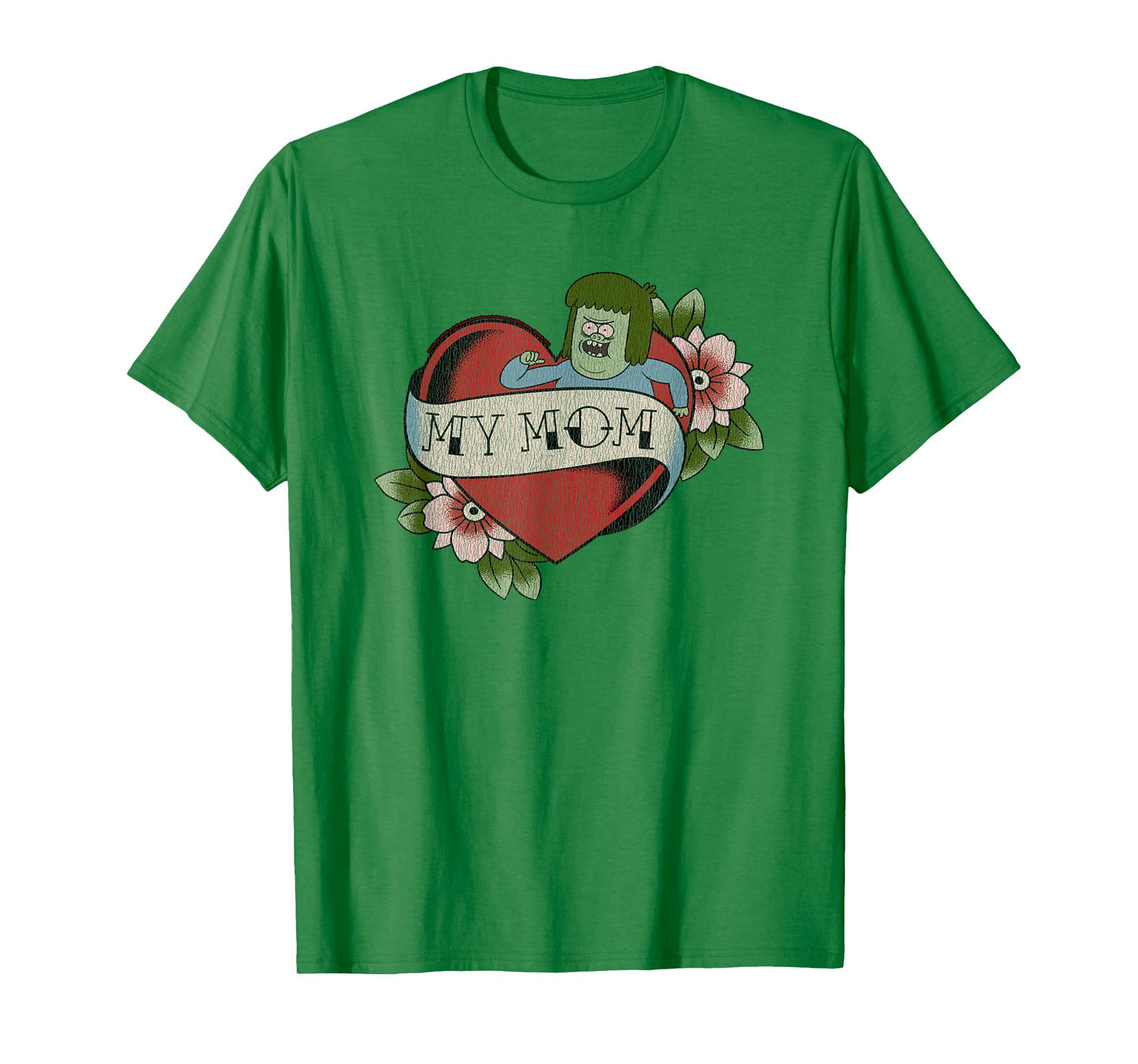 Regular Show Muscle Man My Mom Heart Tattoo Funny Cartoon T-Shirt