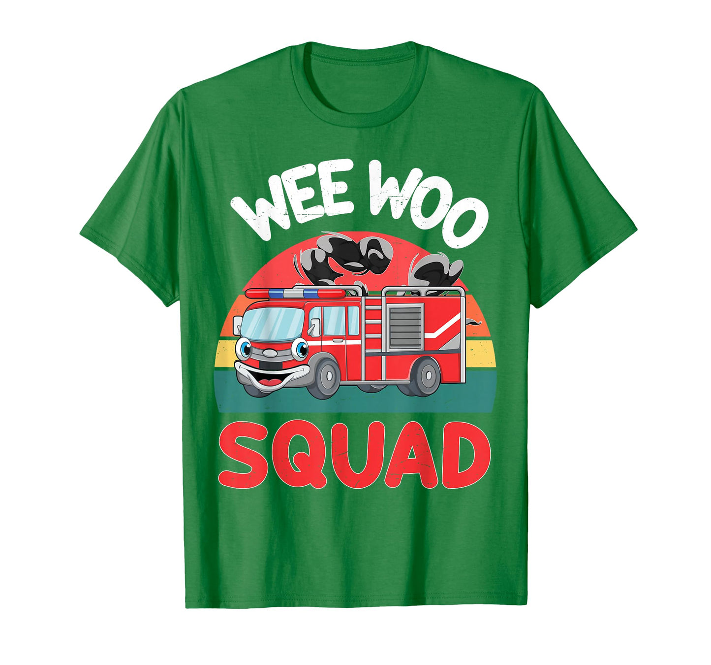 Toddler Wee Woo Squad Funny Firefighter Fireman Fire Truck T-Shirt