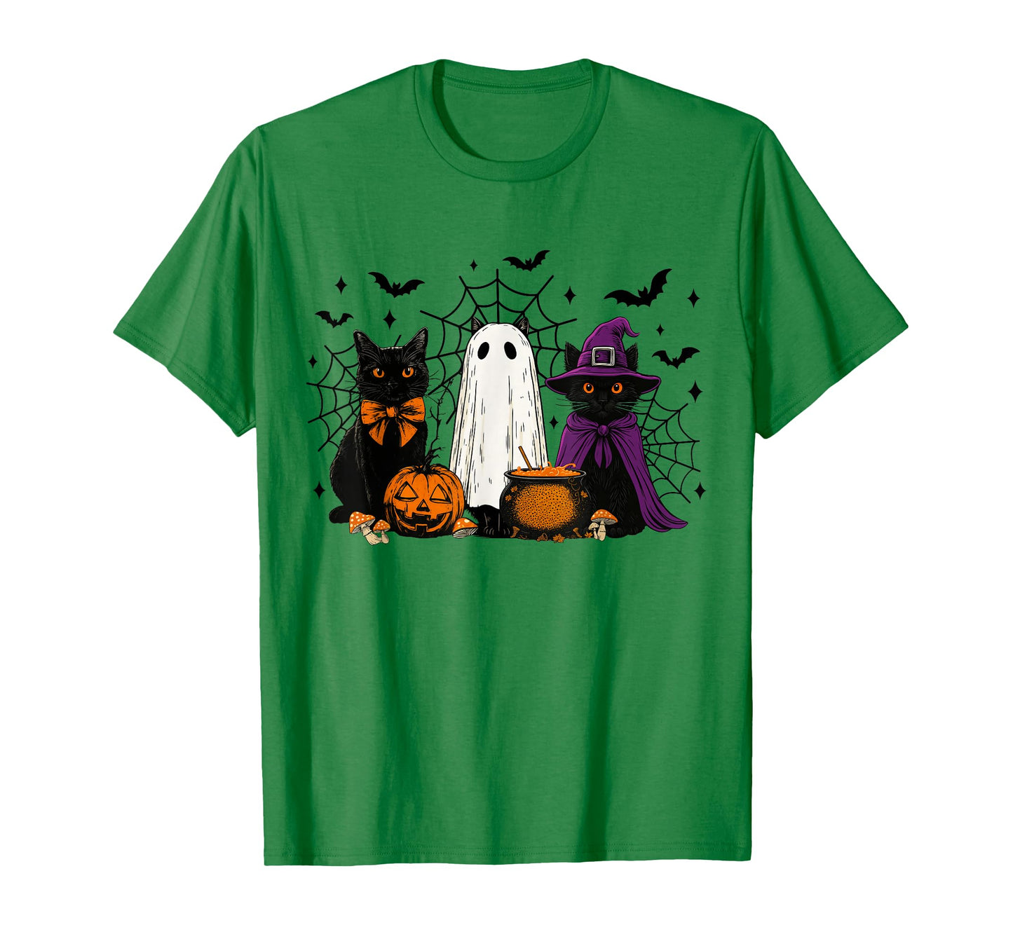 Spooky Witch Black Cat Halloween Pumpkin for Men Women Kids T-Shirt