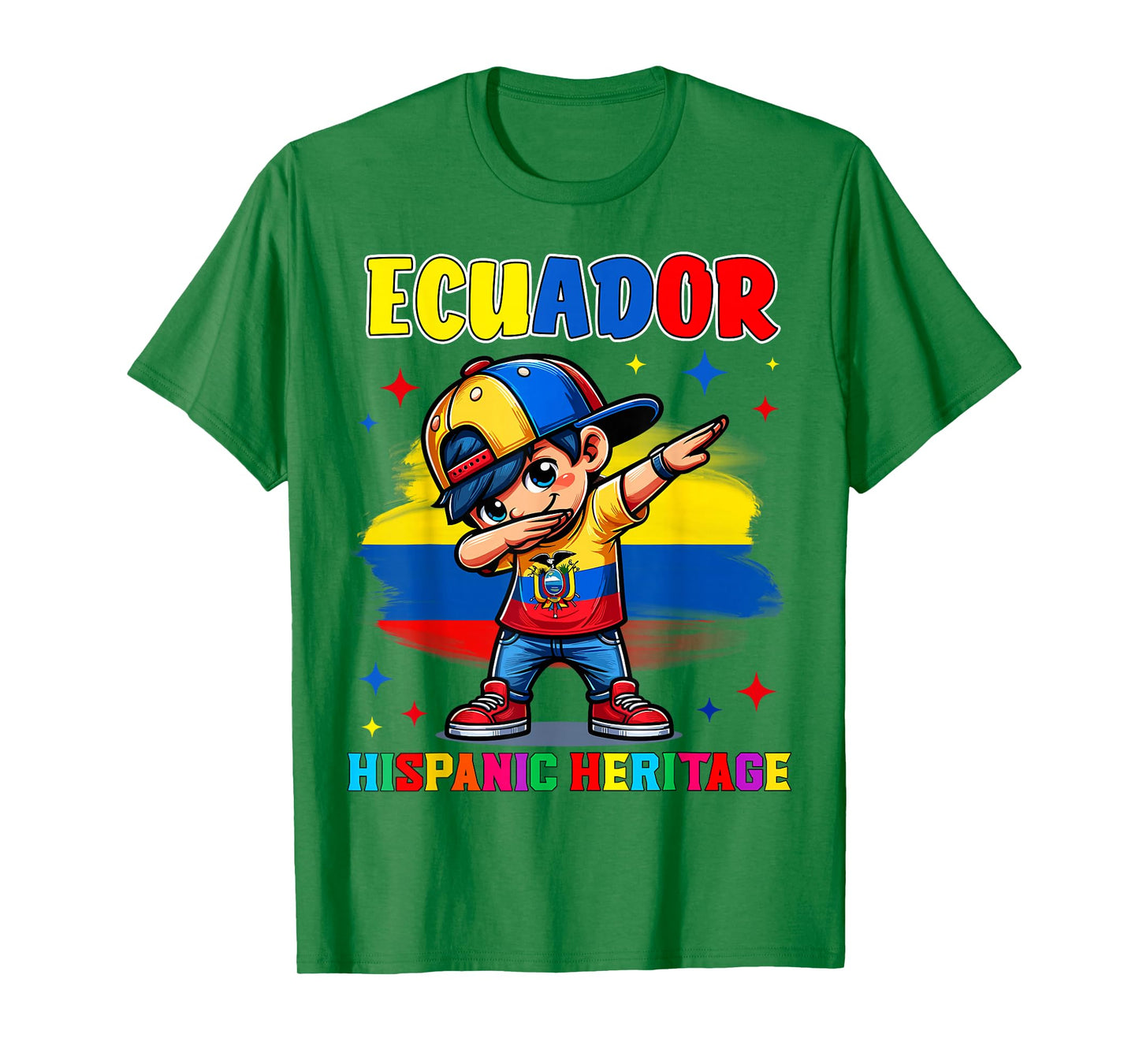 Hispanic Heritage Month Ecuador Flag Dab Kid for Kids T-Shirt