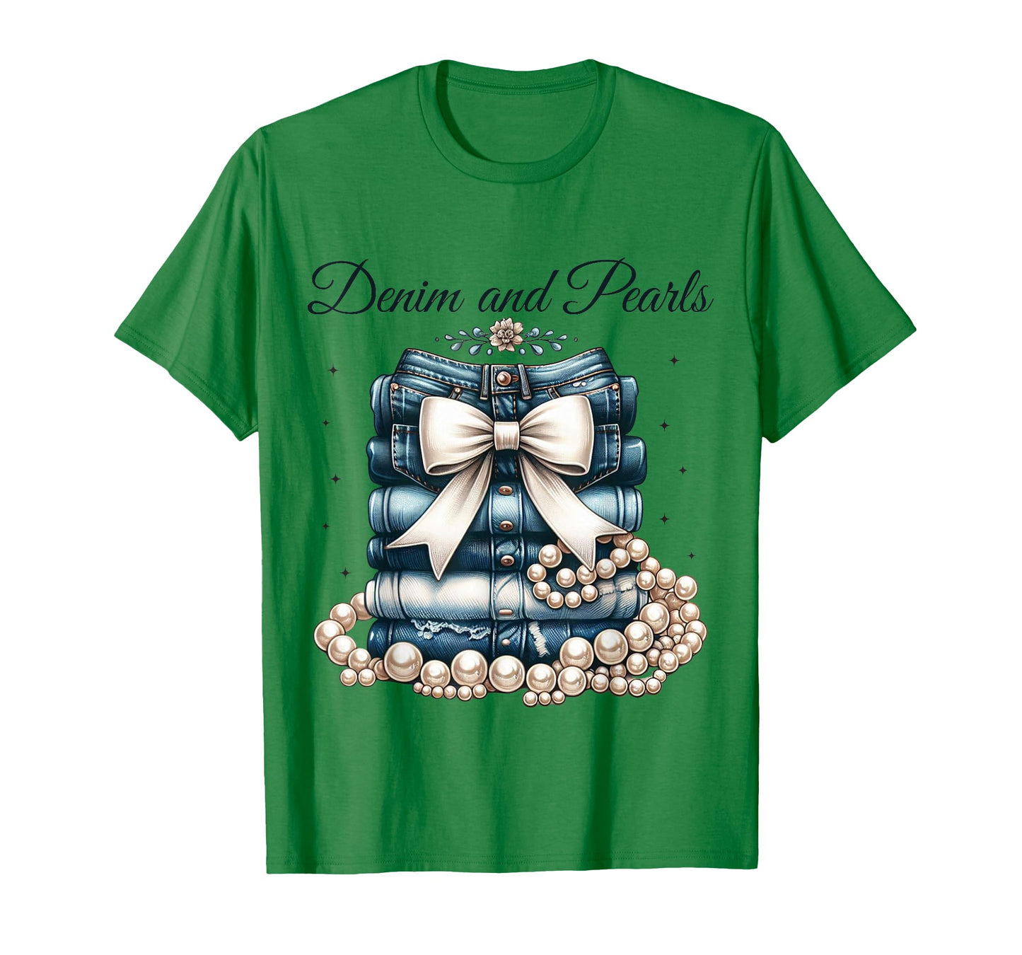 Pearls & Denim 2025 Outfit for Stylish Women T-Shirt