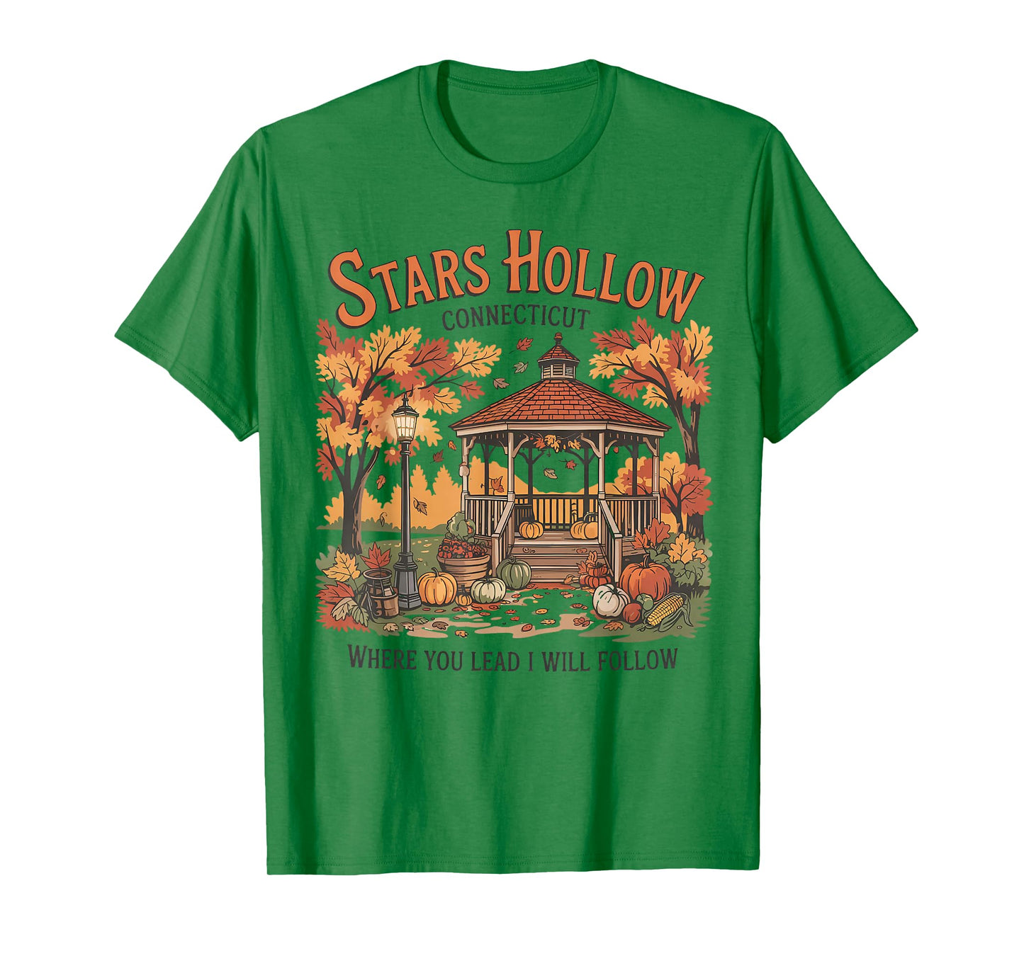 Stars Hollow Pumpkin Thanksgiving Autumn Fall Y'all Leaves T-Shirt