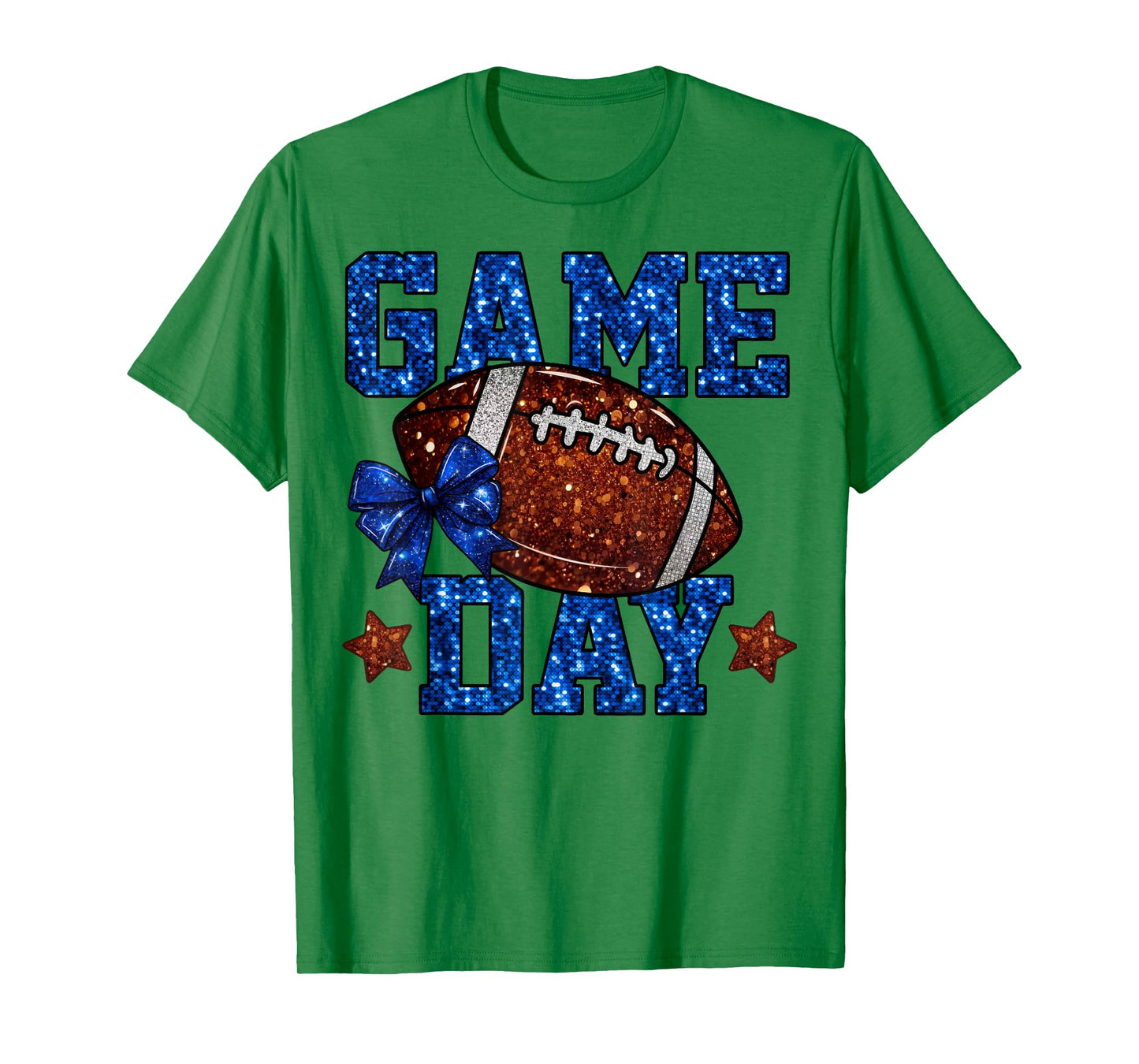 Game Day Football Season Football Mama Blue Bow Cheer Girls T-Shirt