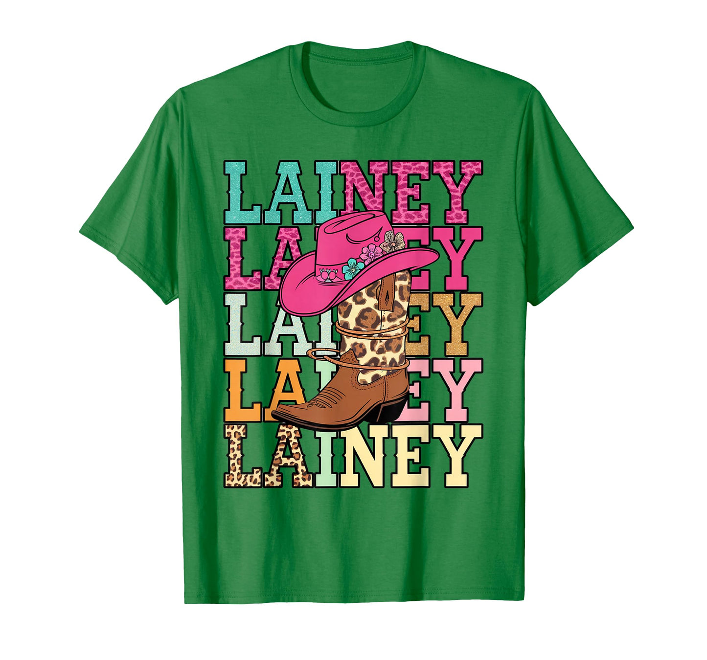 Western Cowgirl Lainey First Name Personalized Black Unisex T-Shirt