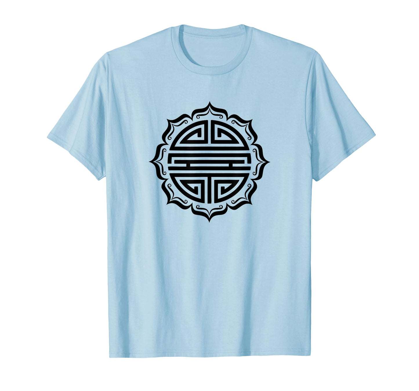 Shou lucky charm symbol Chinese long life lotus flower luck T-Shirt