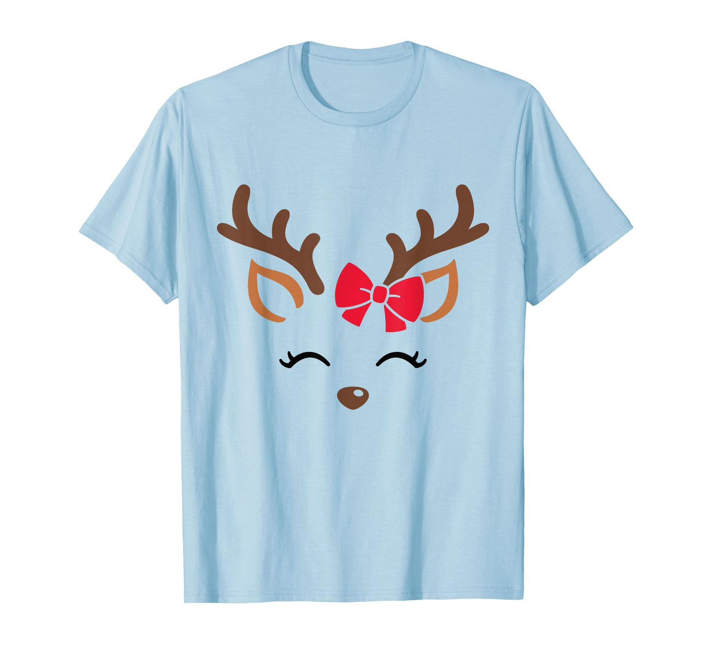 Reindeer Face Glasses Christmas Costume Xmas Pajama Girls T-Shirt