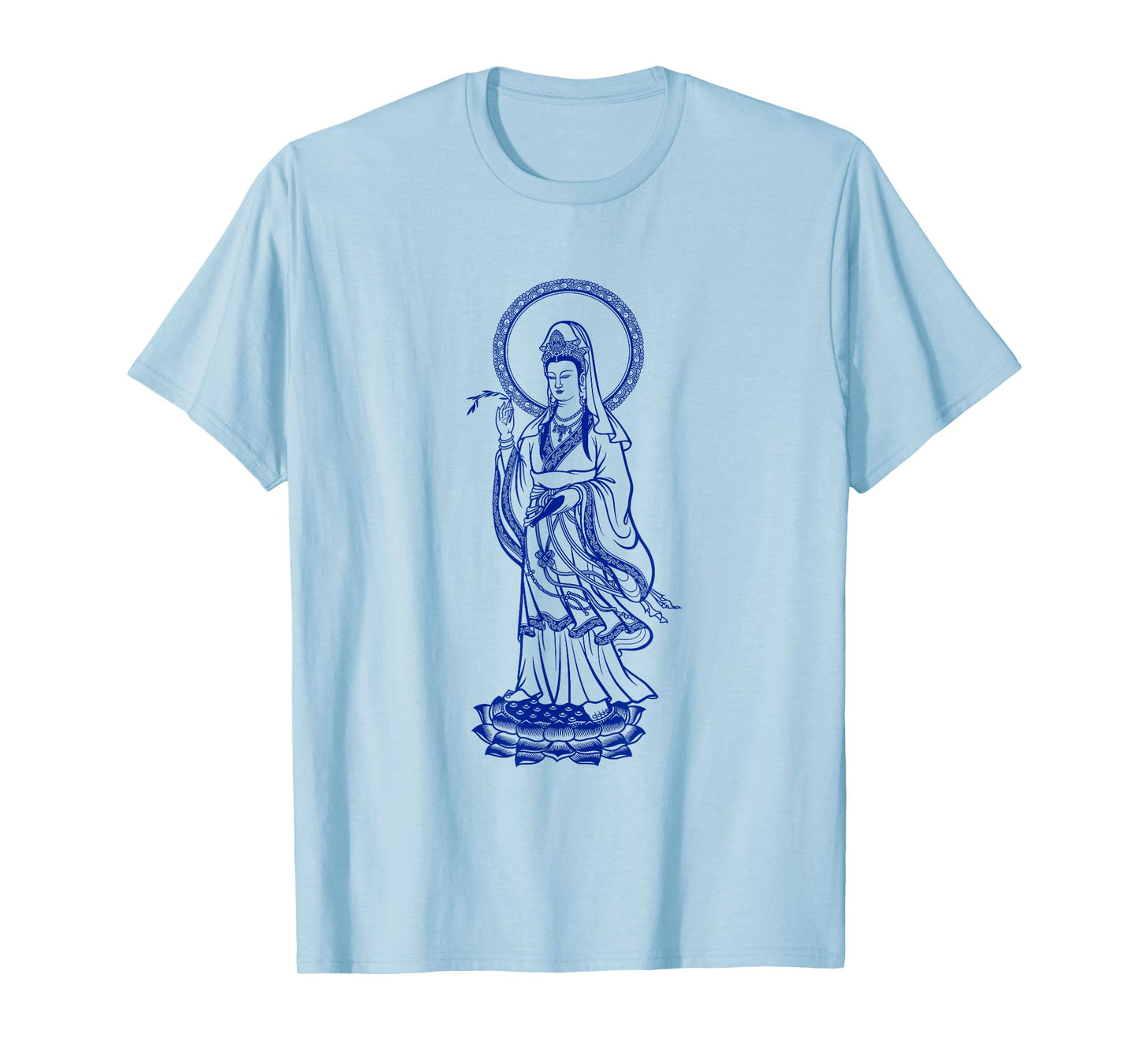 Mens Buddha Quan Yin Shirts In Blue Ink For Adult and Youth 3XL Lemon