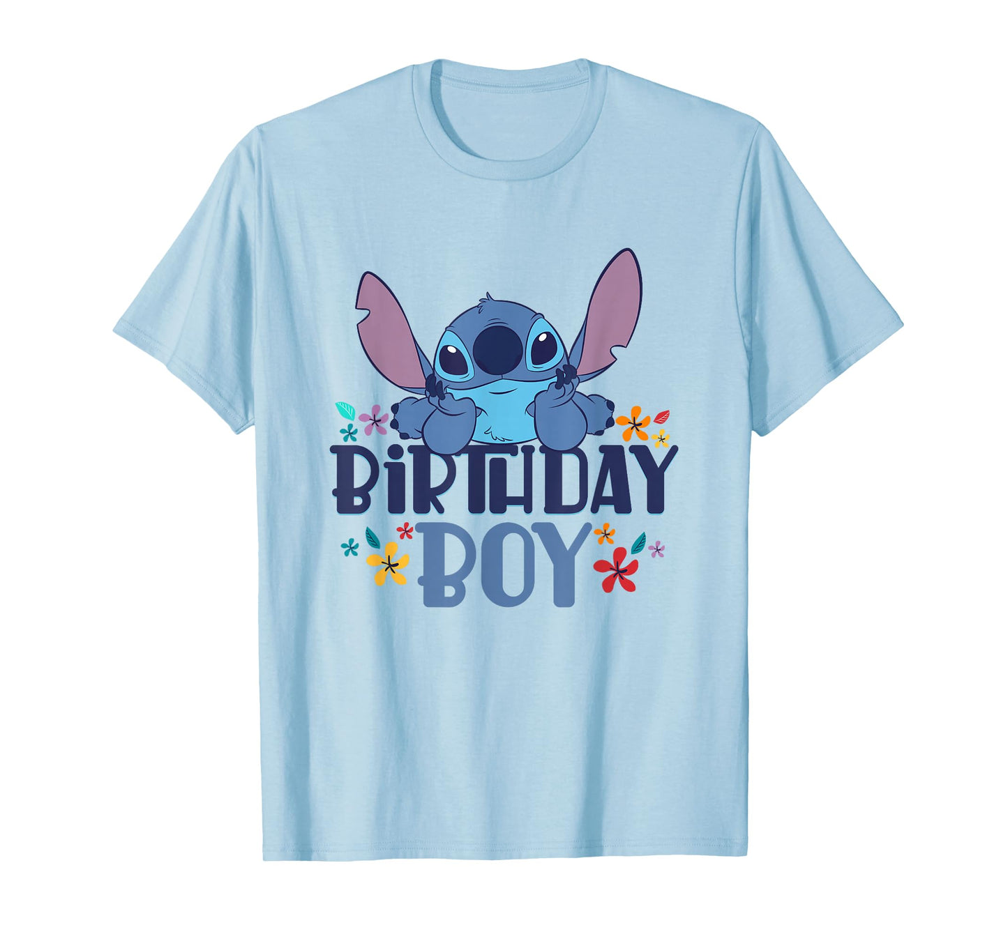 Disney Lilo & Stitch Birthday Boy Happy Stitch Floral Logo T-Shirt