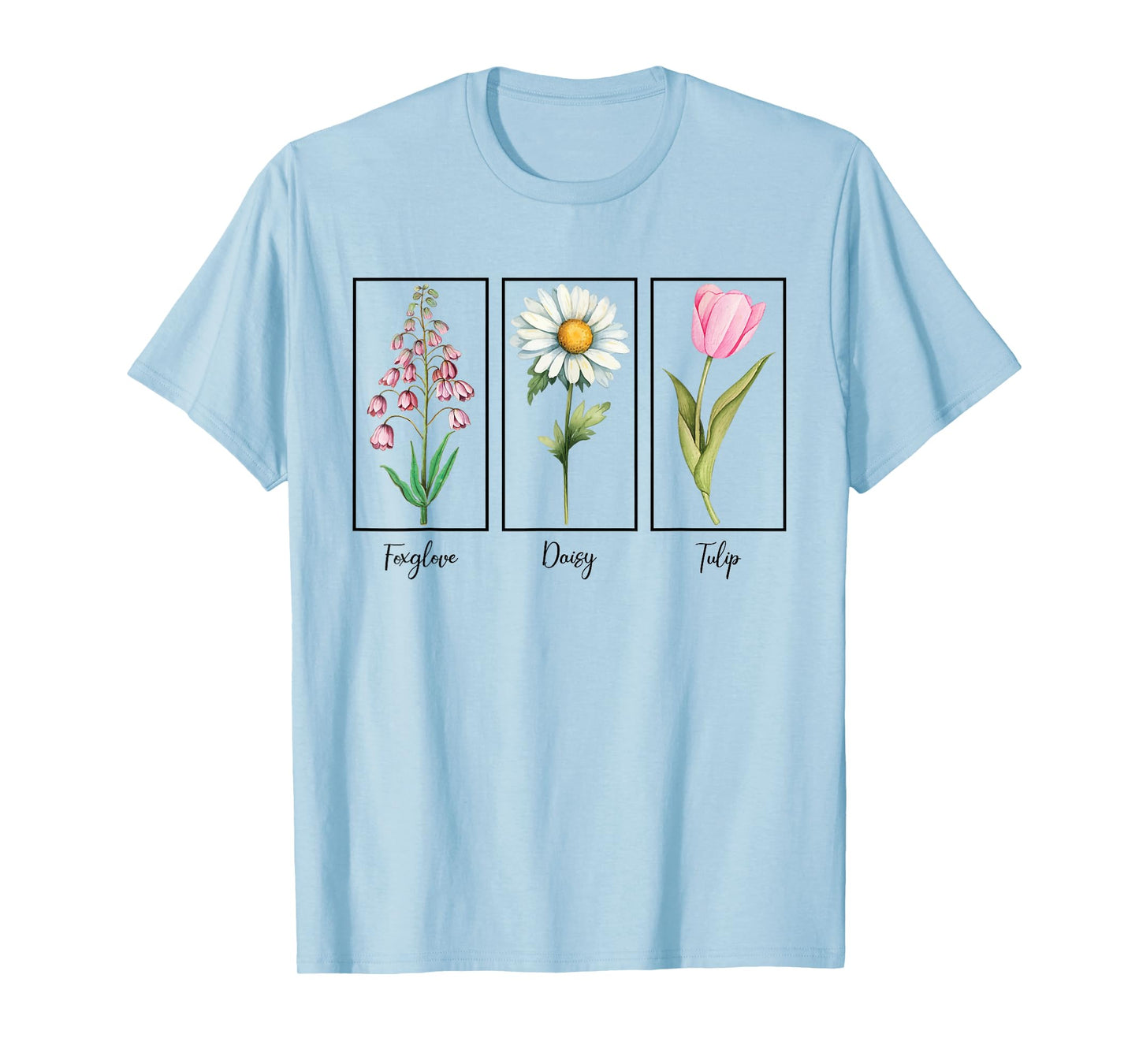 Vintage Floral Plant Foxglove Daisy Tulip Flowers Mom Women T-Shirt