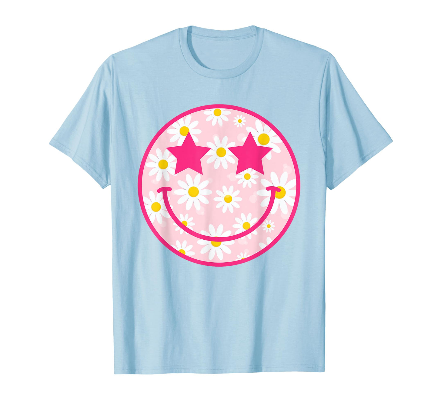 Happy Face Floral Shirt Preppy Aesthetic Smiling Face T-Shirt