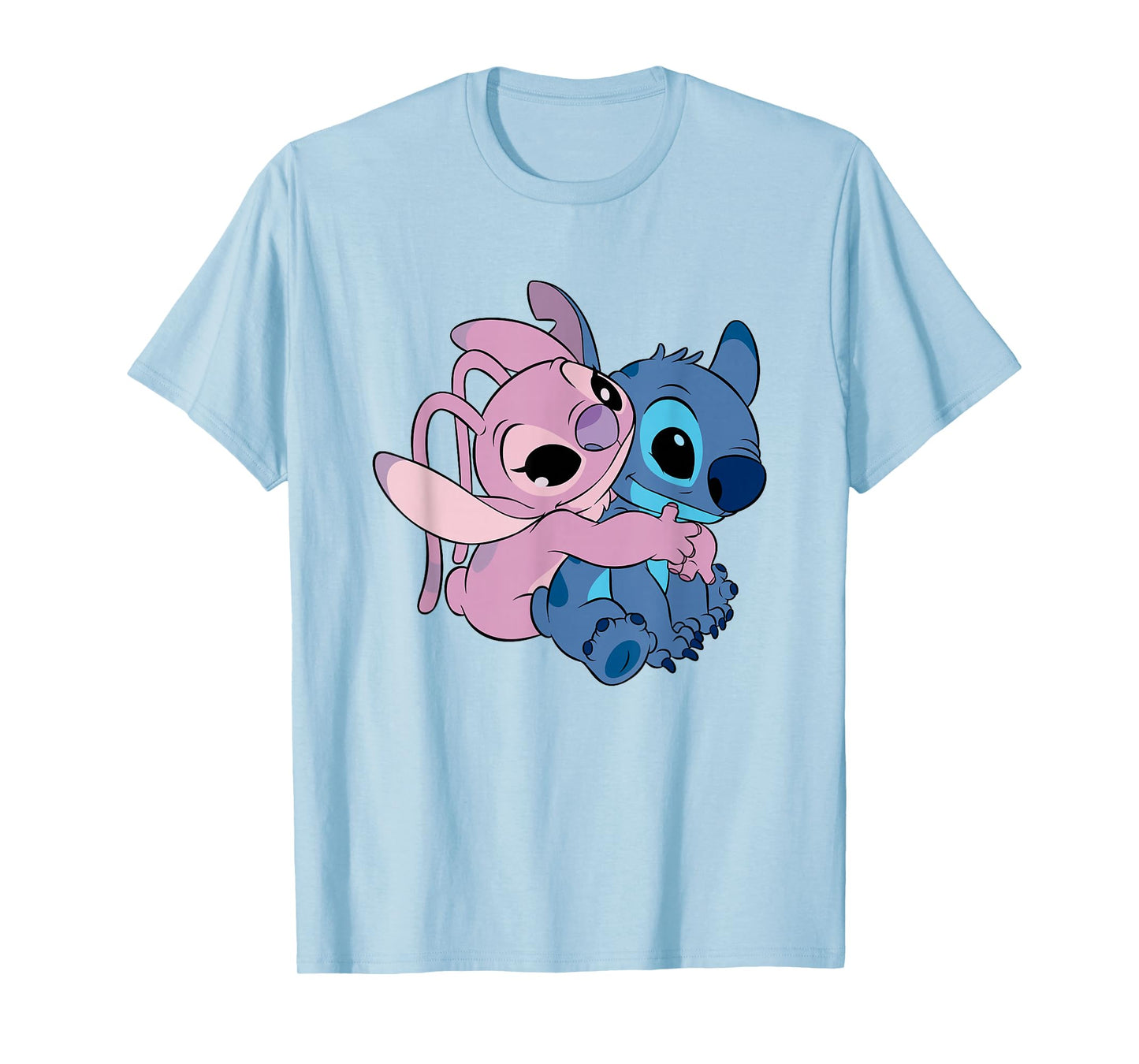 Disney Lilo & Stitch Cute Angel & Stitch Hugging Chest Logo T-Shirt