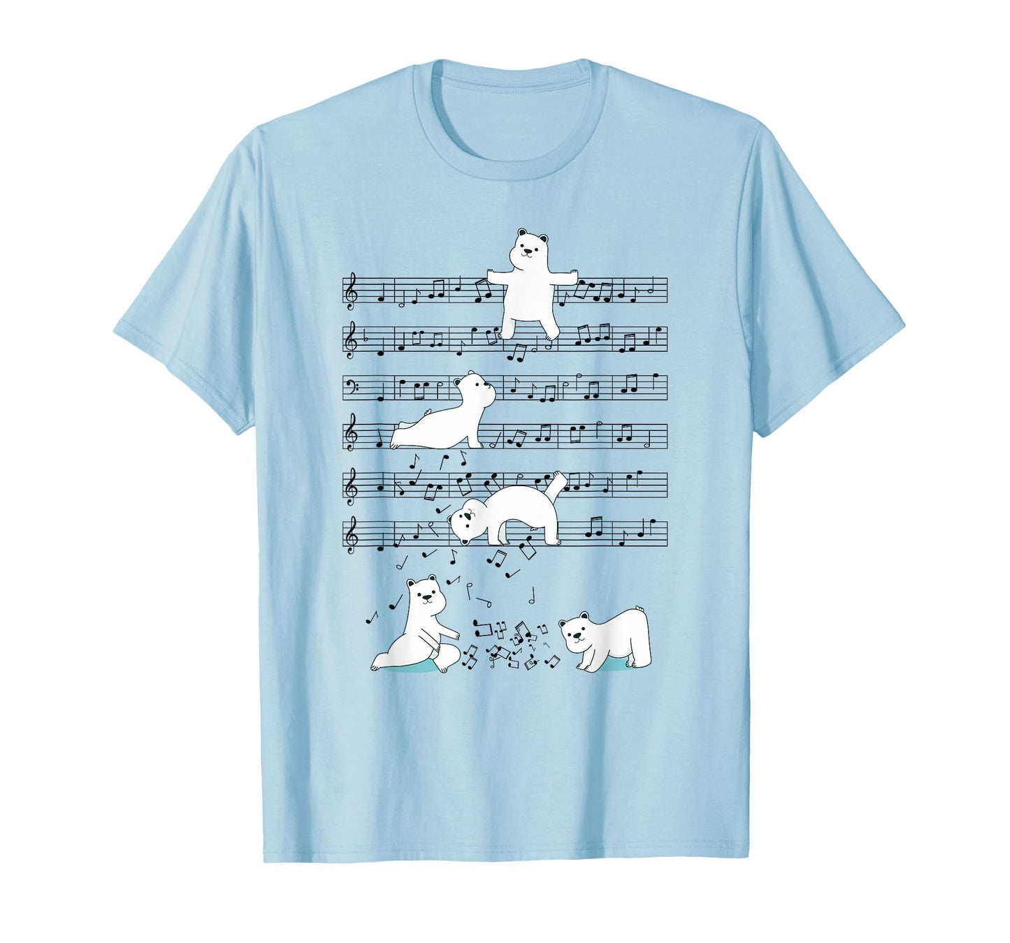 Funny Polar Bear music yoga Playing Music Note T-Shirt