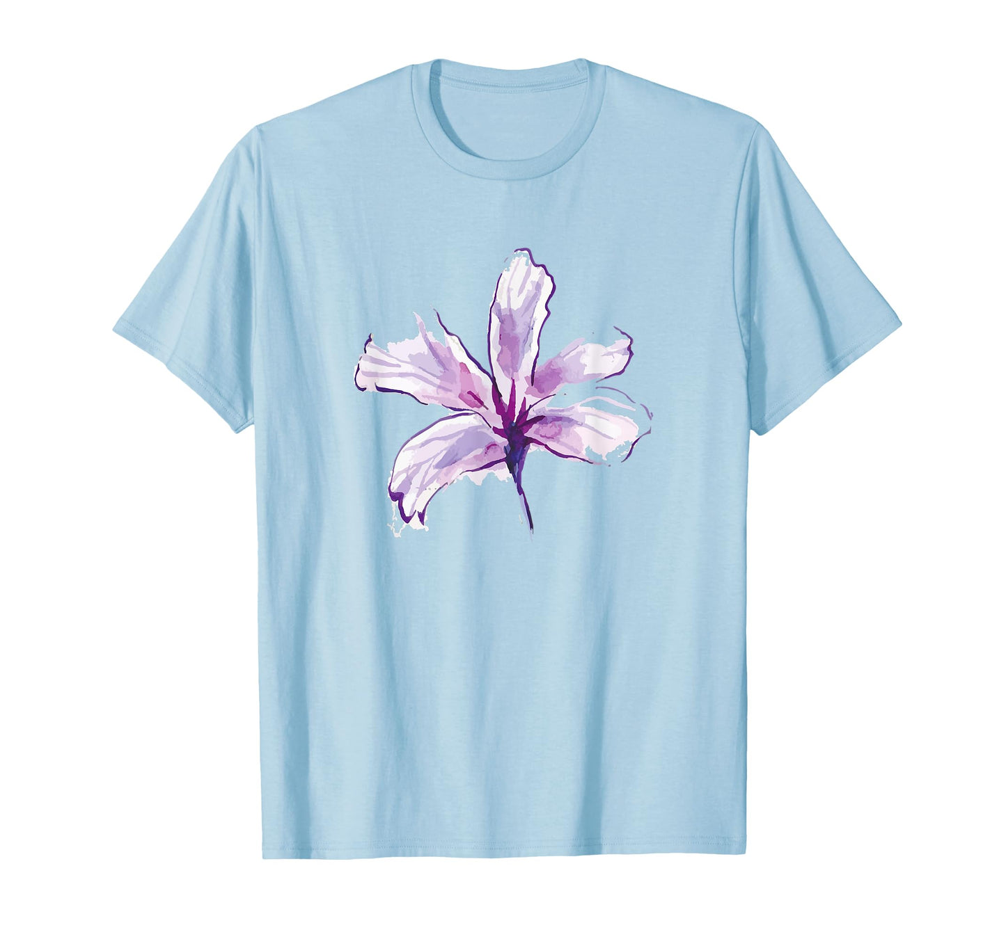 Purple White Watercolor Flower Art Paint Graphic Design Gift T-Shirt