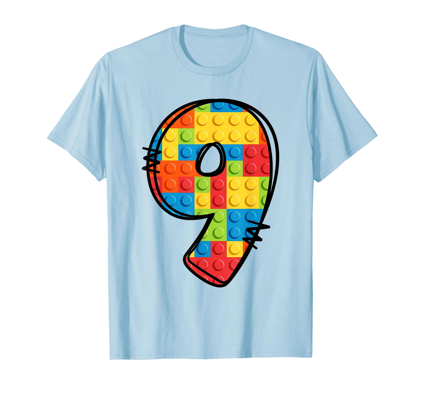 9 Year Old Blocks Building Master Builder 9th Birthday T-Shirt