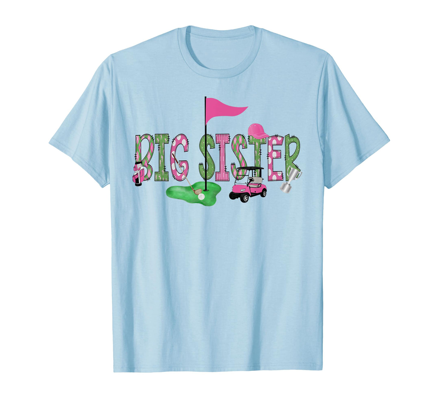 Golf Big Sister Pink Hole in One Golf 1St Birthday Girl T-Shirt