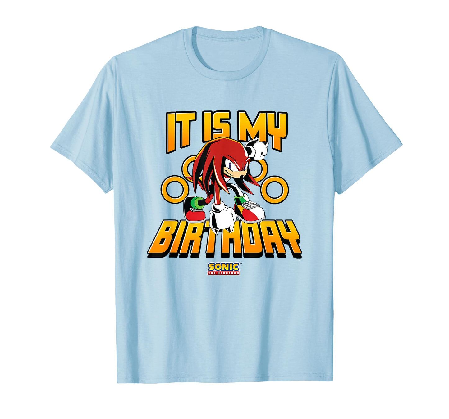 Sonic The Hedgehog Birthday It Is My Birthday Knuckles Logo T-Shirt