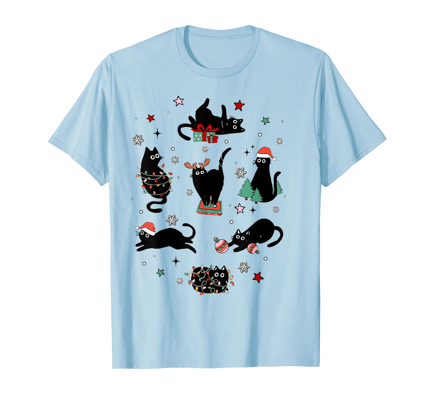 Santa Cat Light Gorgeous Reindeer Pajama Christmas Cat Lover T-Shirt
