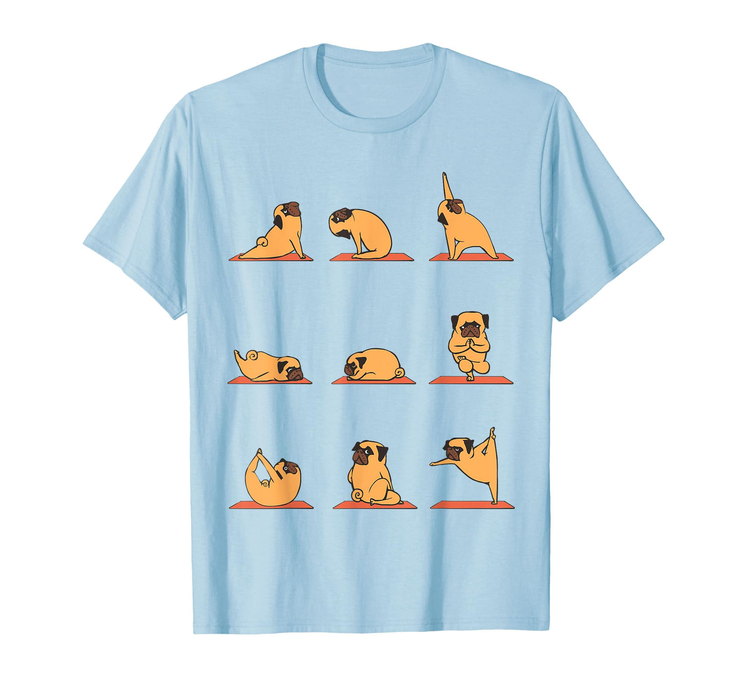 Pug Yoga Puppy Yoga Poses and Meditation Funny T-Shirt T-Shirt