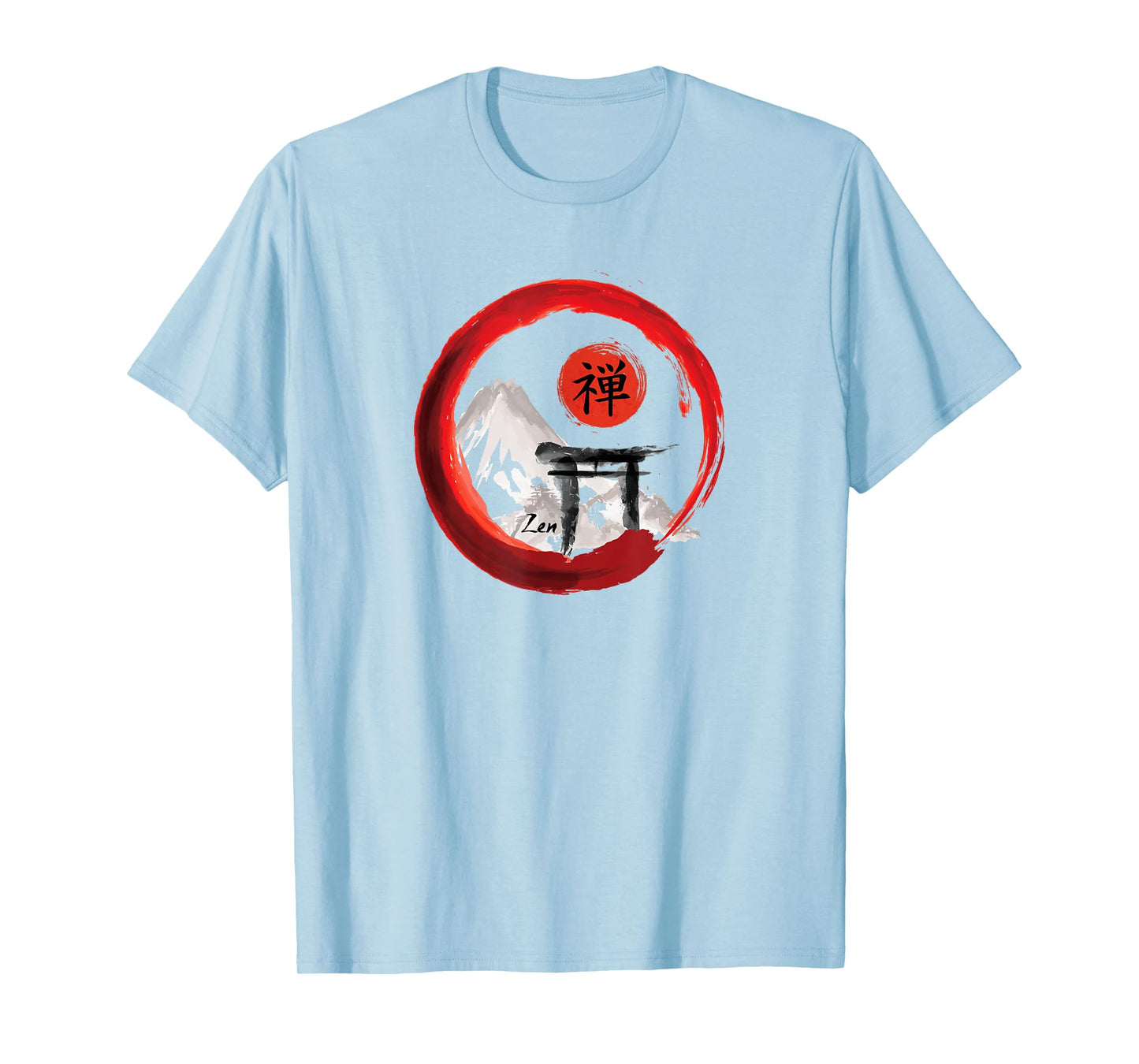 Mt. Fuji Sando Enso Circle Japanese Zen Lettering Yoga T-Shirt