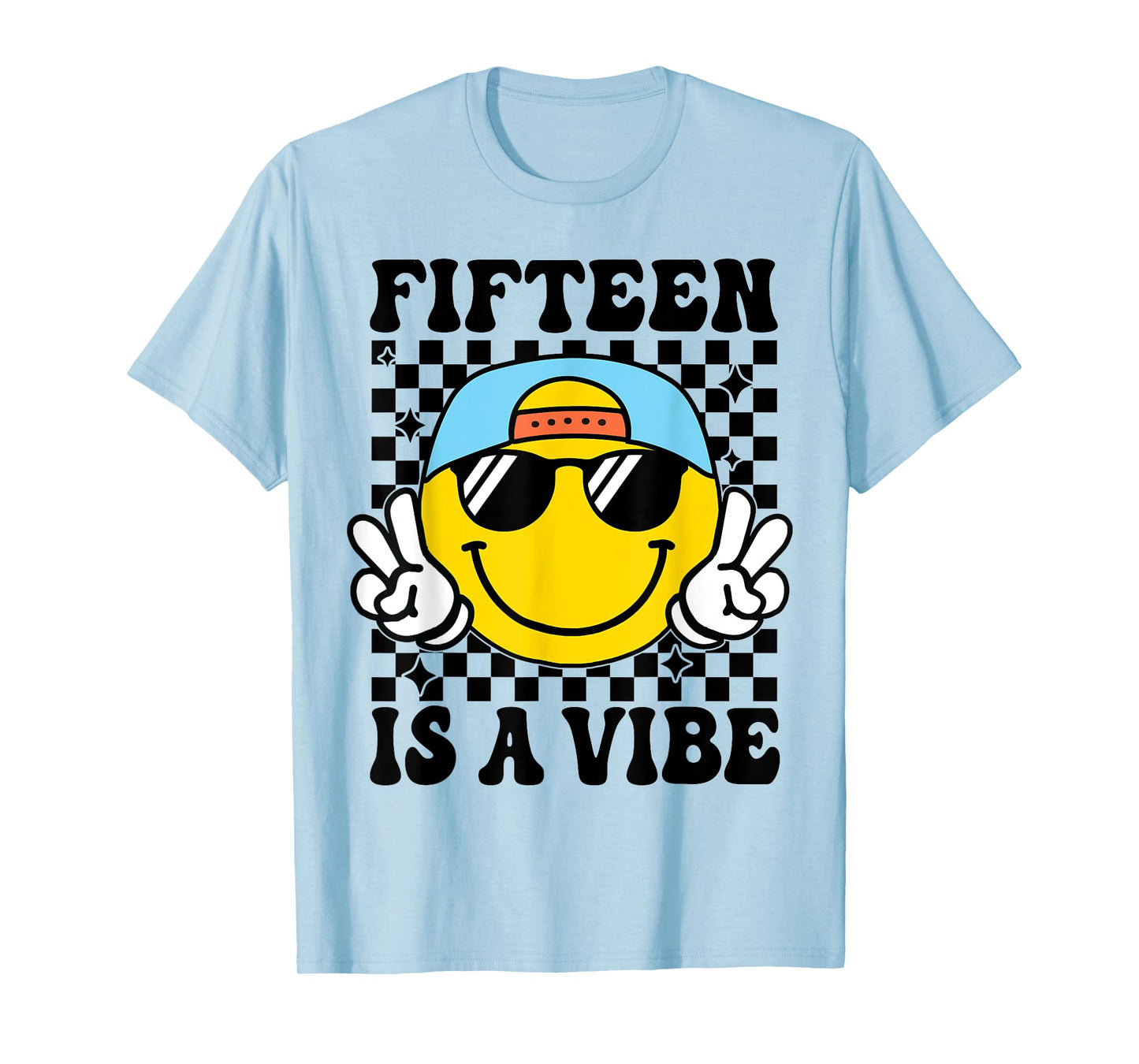 Fifteen is A Vibe 15th Birthday Groovy Boys 15 Years Old T-Shirt