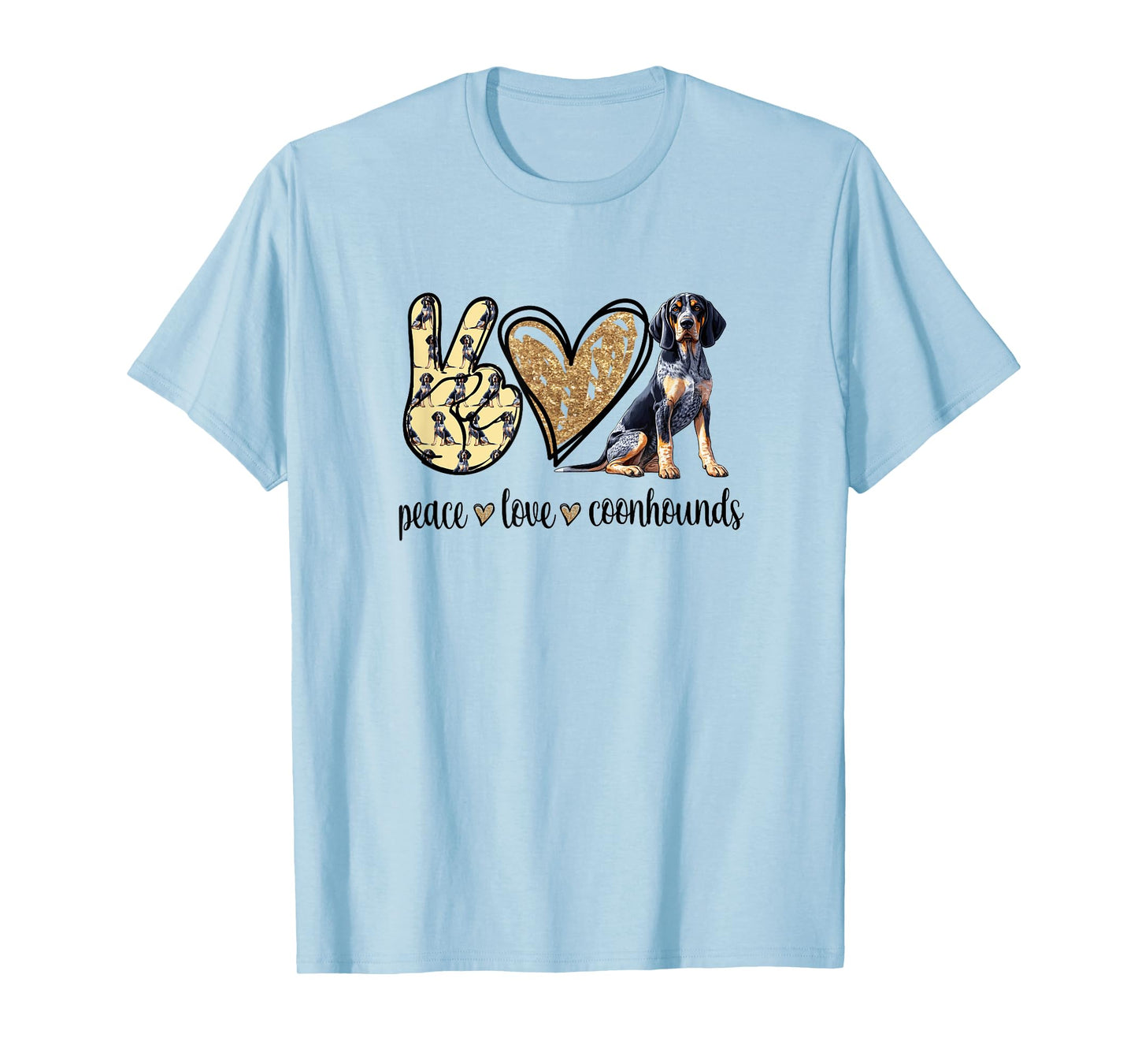 Cute Funny Peace Love Bluetick Coonhound Lover T-Shirt