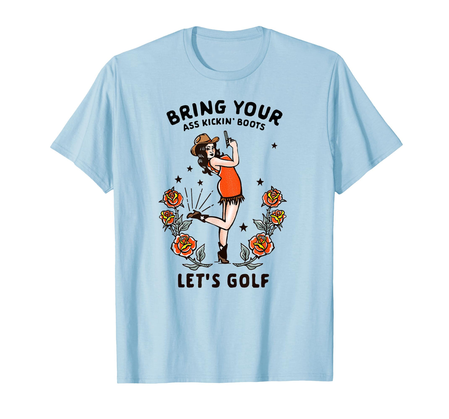 Women's Golf Graphic Tee Retro Cowgirl Pinup Golfing Gifts T-Shirt