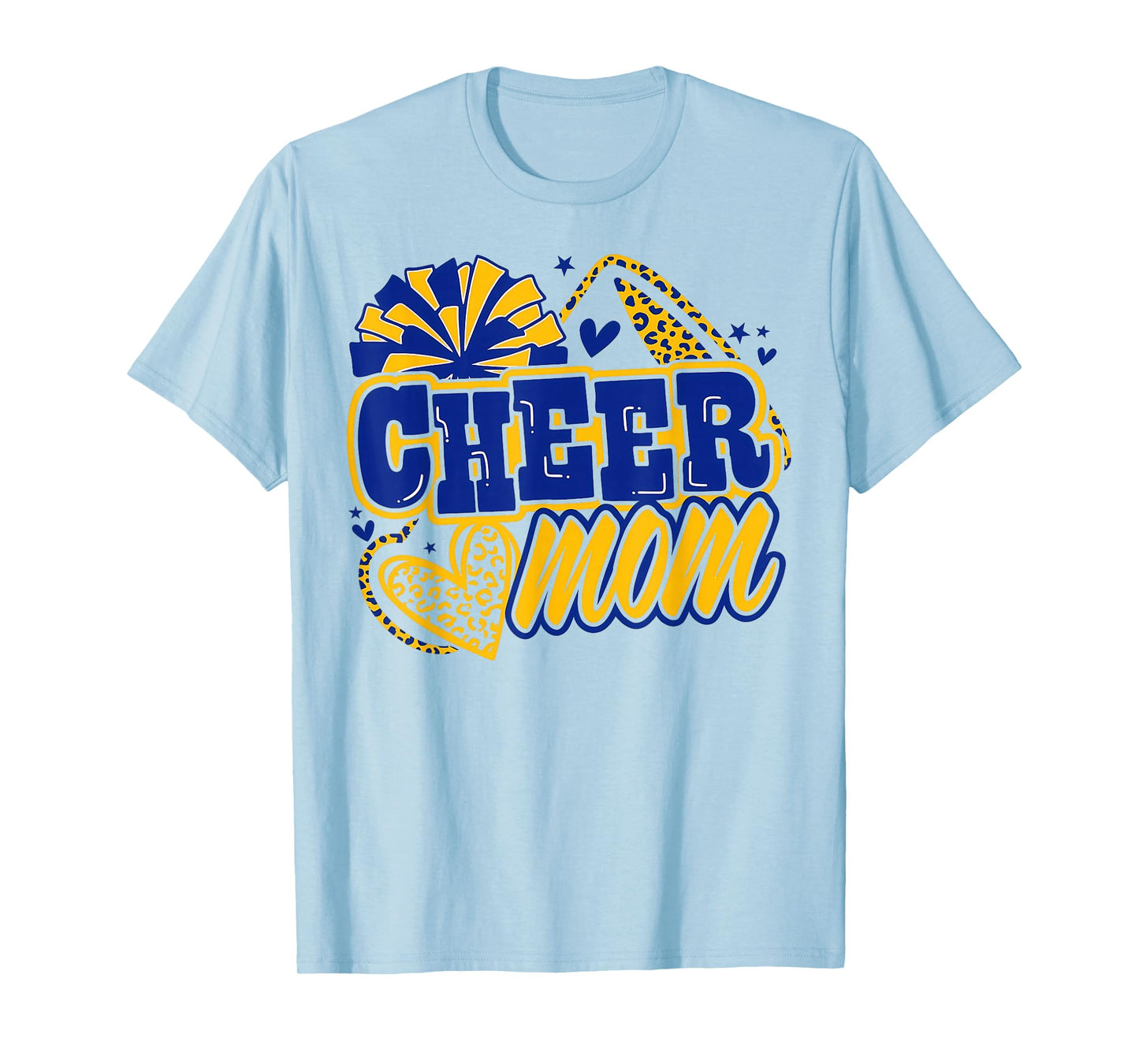 Cheer Mom Blue Gold Cheerleader Game Day Mama Football T-Shirt