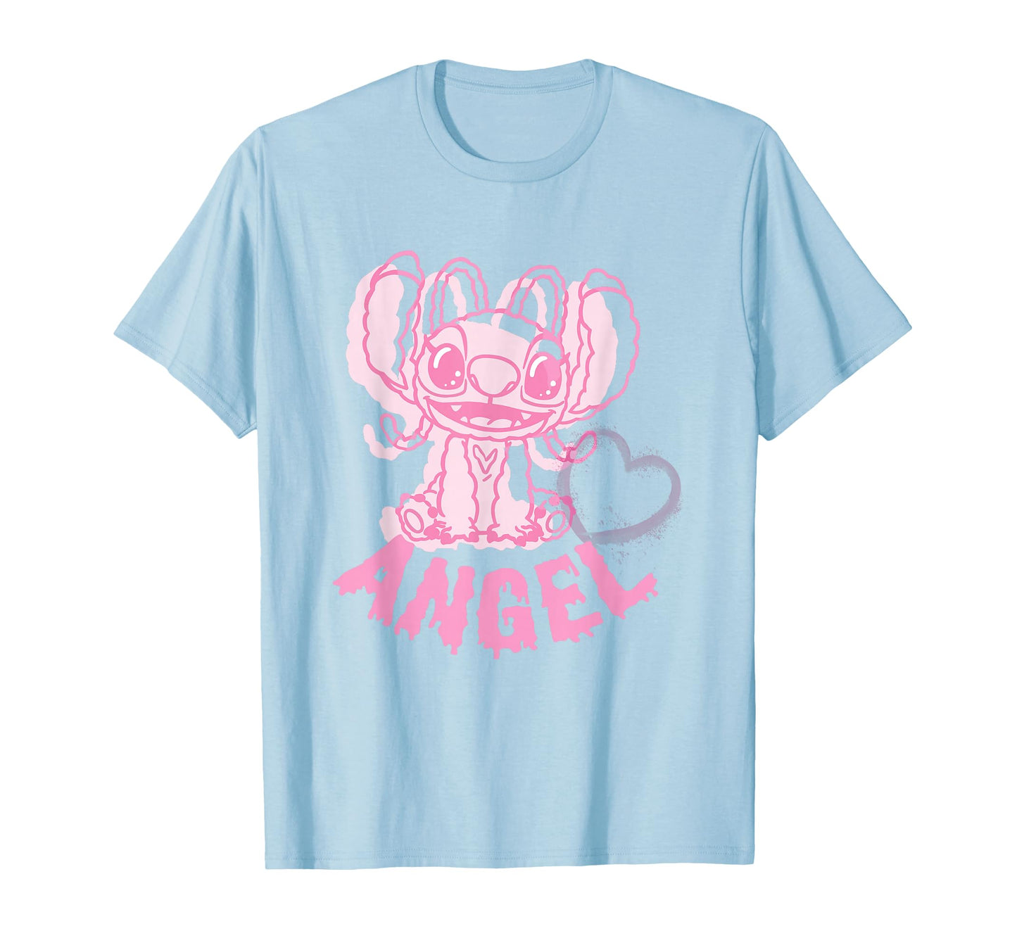 Disney Lilo & Stitch Cute Alien Pink Drip Angel T-Shirt